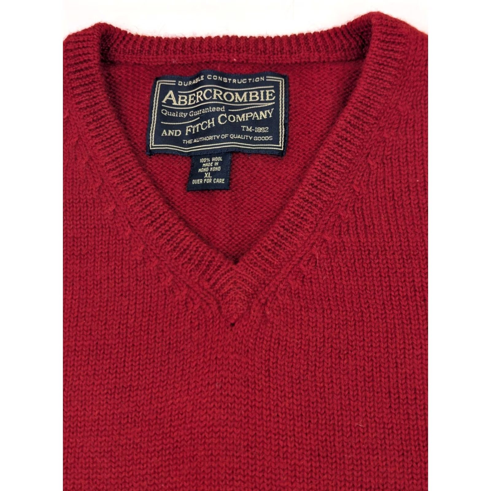 Abercrombie & Fitch VINTAGE Abercrombie & Fitch Sweater Vest Mens XL Red 100% Wool V-Neck Knit Classic Wool Knit Vintage Style Logo Knit Size US XL / EU 56 / 4 - 3 Thumbnail