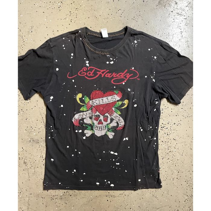 Ed Hardy Ed Hardy Rhinestone Logo T-Shirt | Grailed