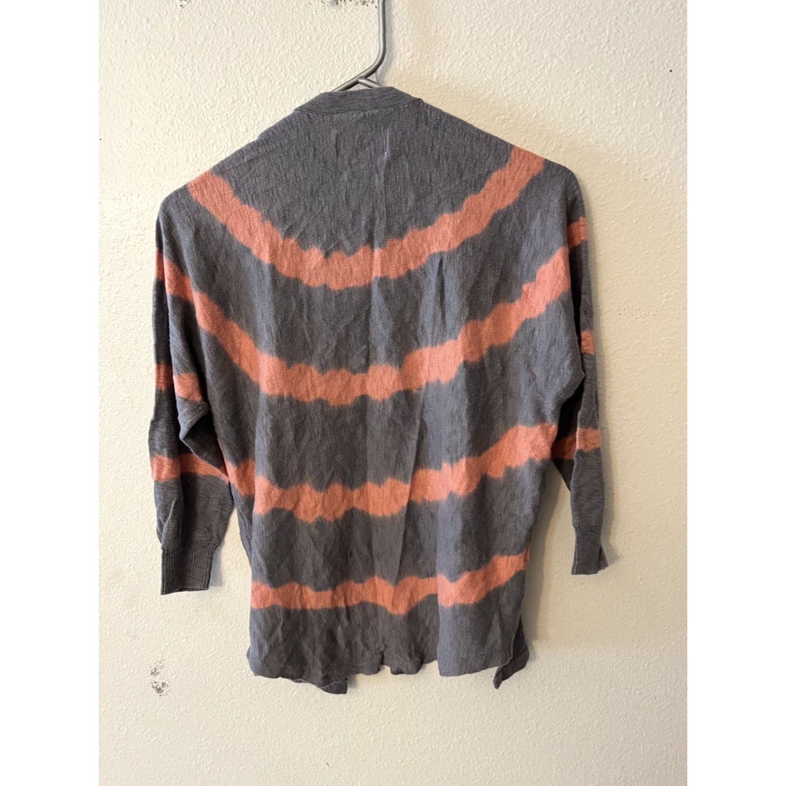 American Eagle Outfitters Womens American Eagle Gray Peach Striped Cardigan - Size Small Size S / US 4 / IT 40 - 3 Thumbnail