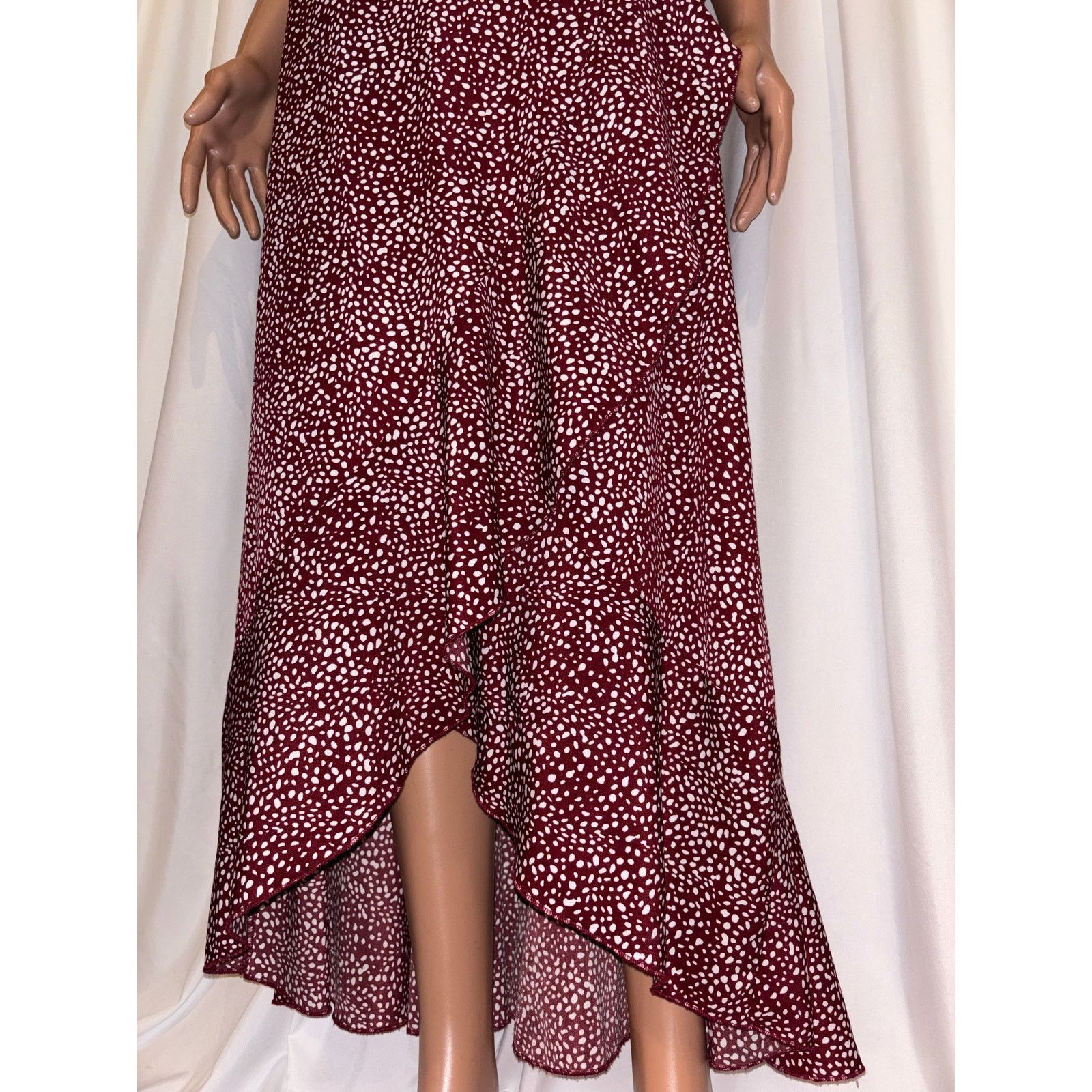 The Unbranded Brand Simplee True Wrap Red Wine Dress Size Large Size L / US 10 / IT 46 - 3 Thumbnail