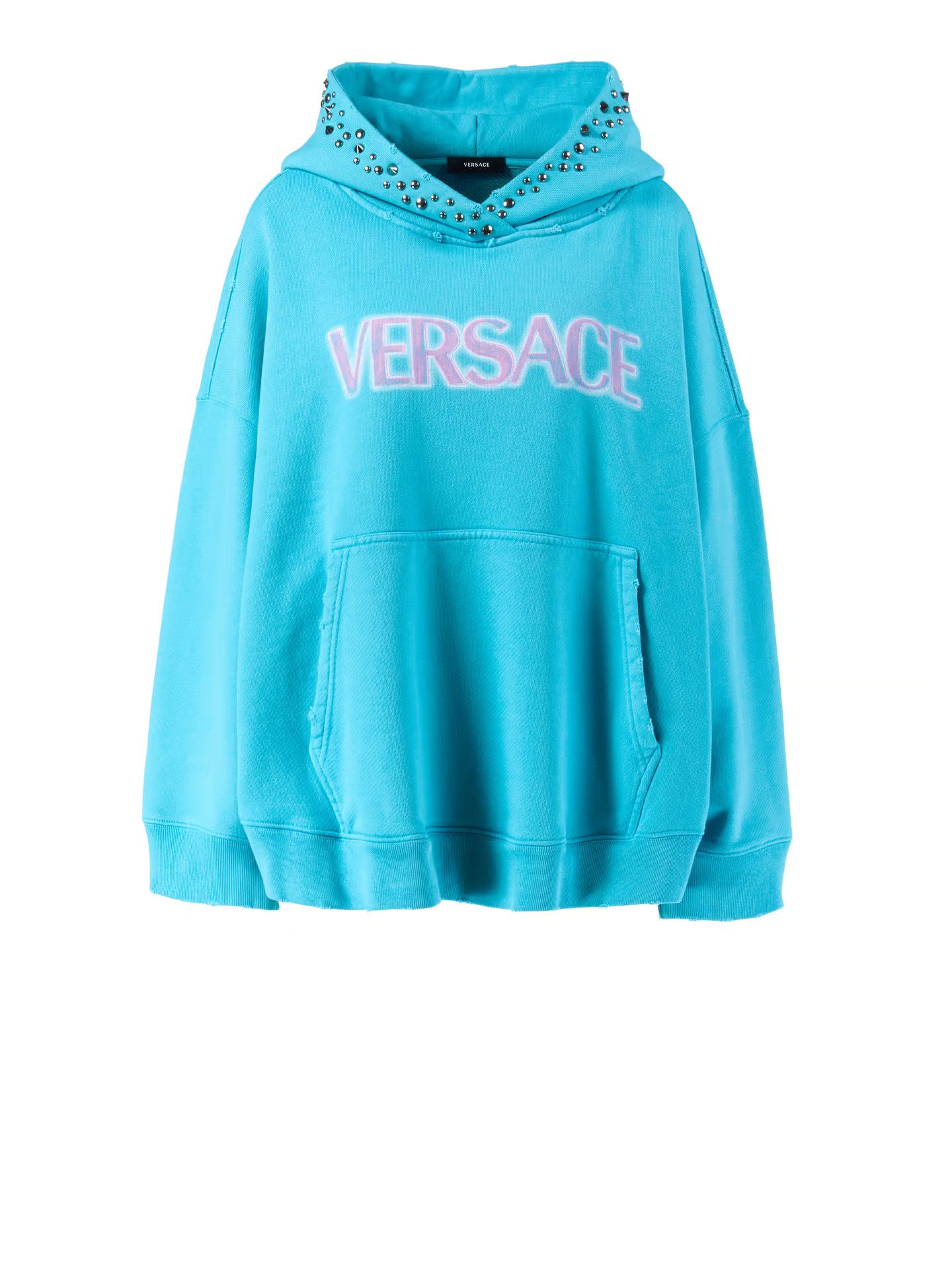 Versace o1y0226 Logo Hoodie in Turquoise Size L / US 10 / IT 46 - 1 Thumbnail