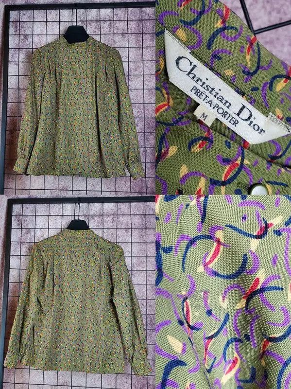 Dior Dior Green Wool Pattern Long Sleeve Shirt . Size M / US 6-8 / IT 42-44 - 2 Thumbnail