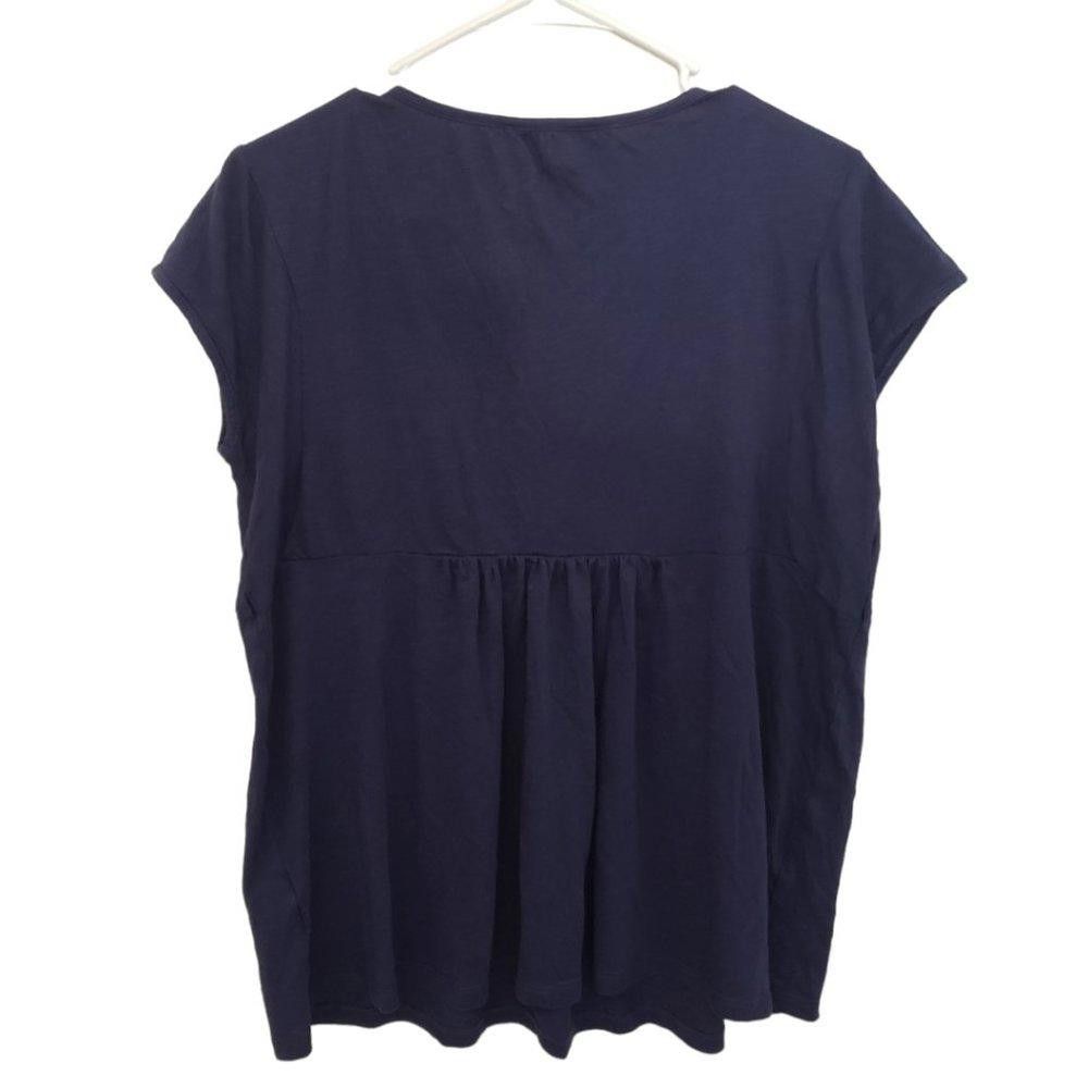 Designer CT546 Gloria Vanderbilt Ladies Short Sleeve Navy Blouse M Size M / US 6-8 / IT 42-44 - 3 Thumbnail