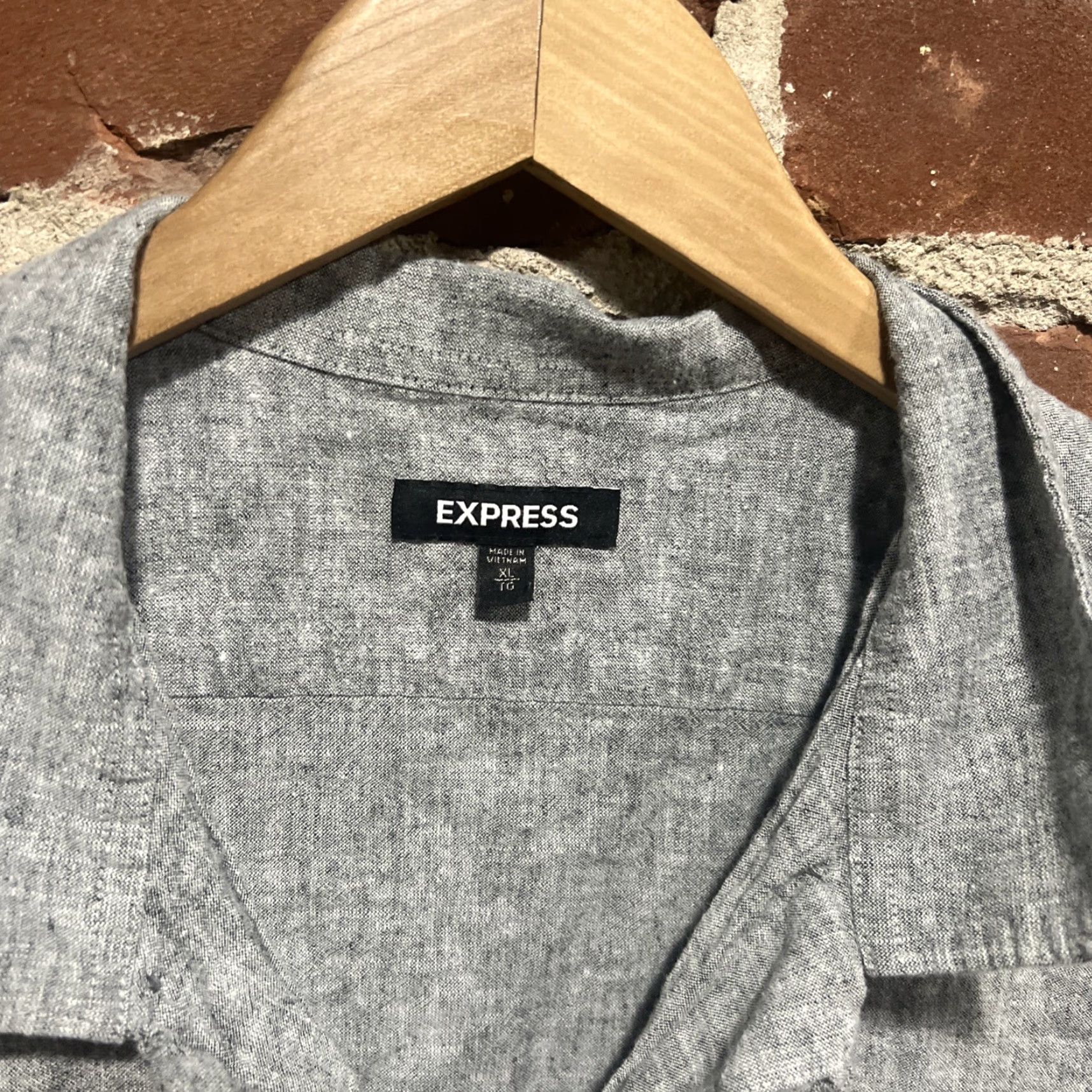 Express Express Cotton Linen Button Short Sleeve Top XL Gray Womens Size XL / US 12-14 / IT 48-50 - 2 Thumbnail