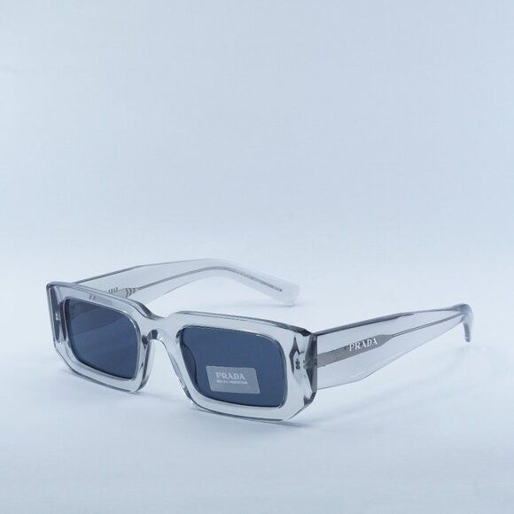 Prada Pr06Ys 12R09T Sunglasses Transparent Grey Rectangle, Women's