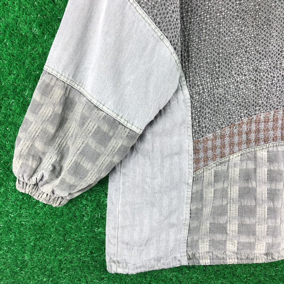 Japanese Brand Vintage 90's Multi Fabric Jacket Hoodie by Jun Young Size US XL / EU 56 / 4 - 6 Thumbnail