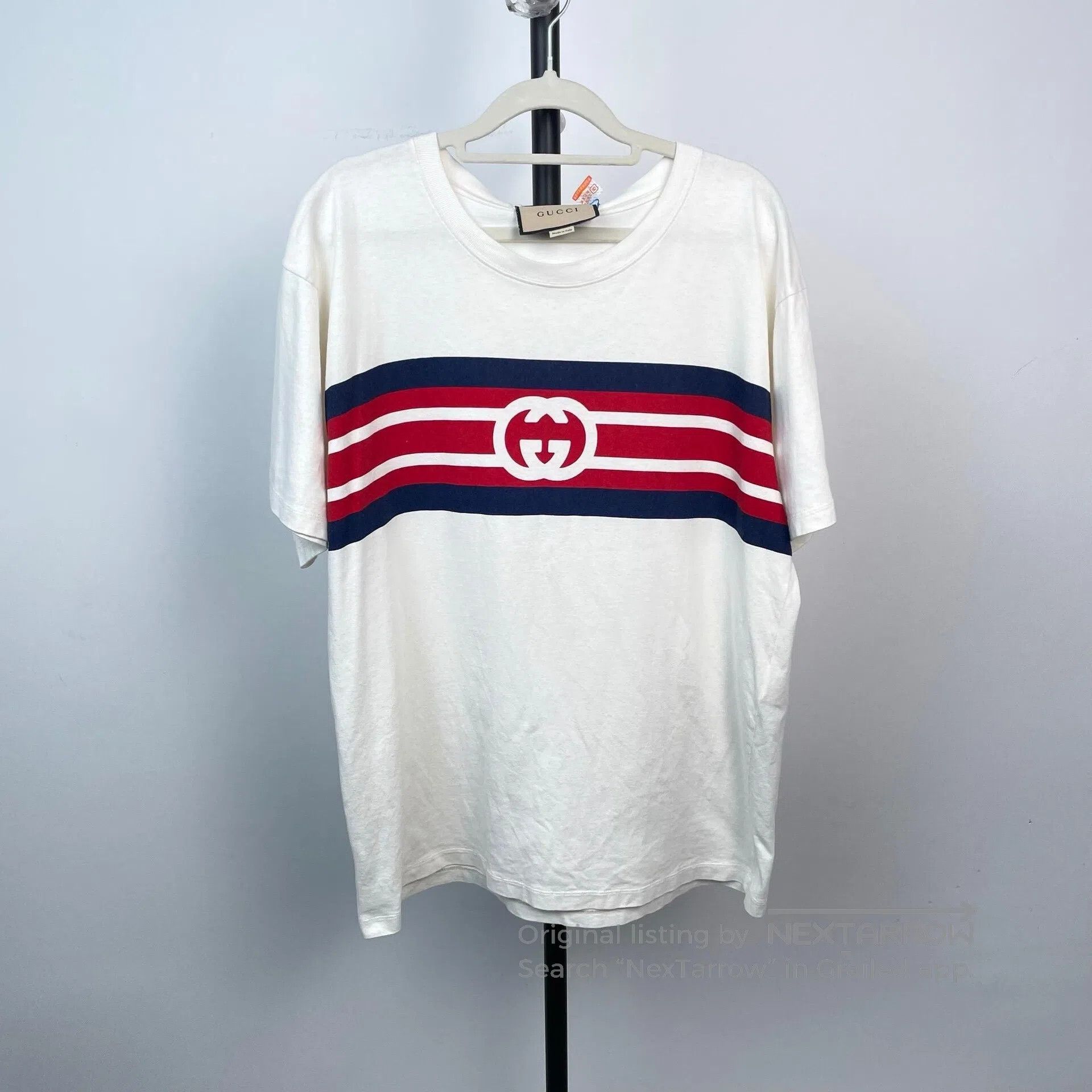 Gucci Guicci White and red blue striped logo short-sleeve T-shir Size US XS / EU 42 / 0 - 1 Thumbnail