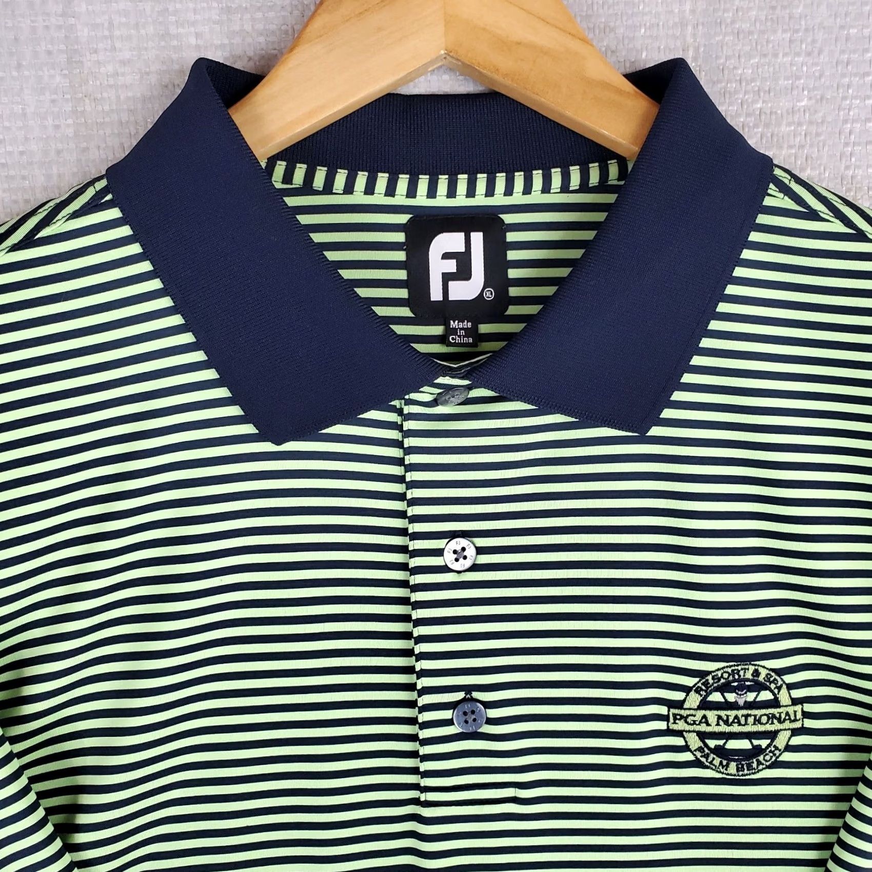 Footjoy FOOTJOY PGA NATIONAL Polo Shirt Size XL Mens Green/Blue Striped Performance Size US XL / EU 56 / 4 - 2 Thumbnail