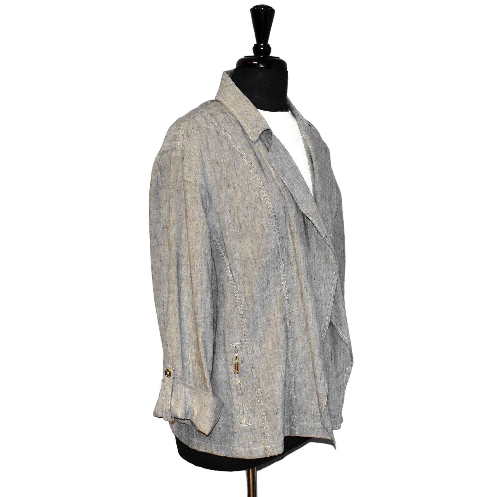 Chicos NWT CHICOS Moto Stretch Linen Jacket Size 3 US 16/18 $139 Size XXL / US 16-18 / IT 52-54 - 2 Thumbnail