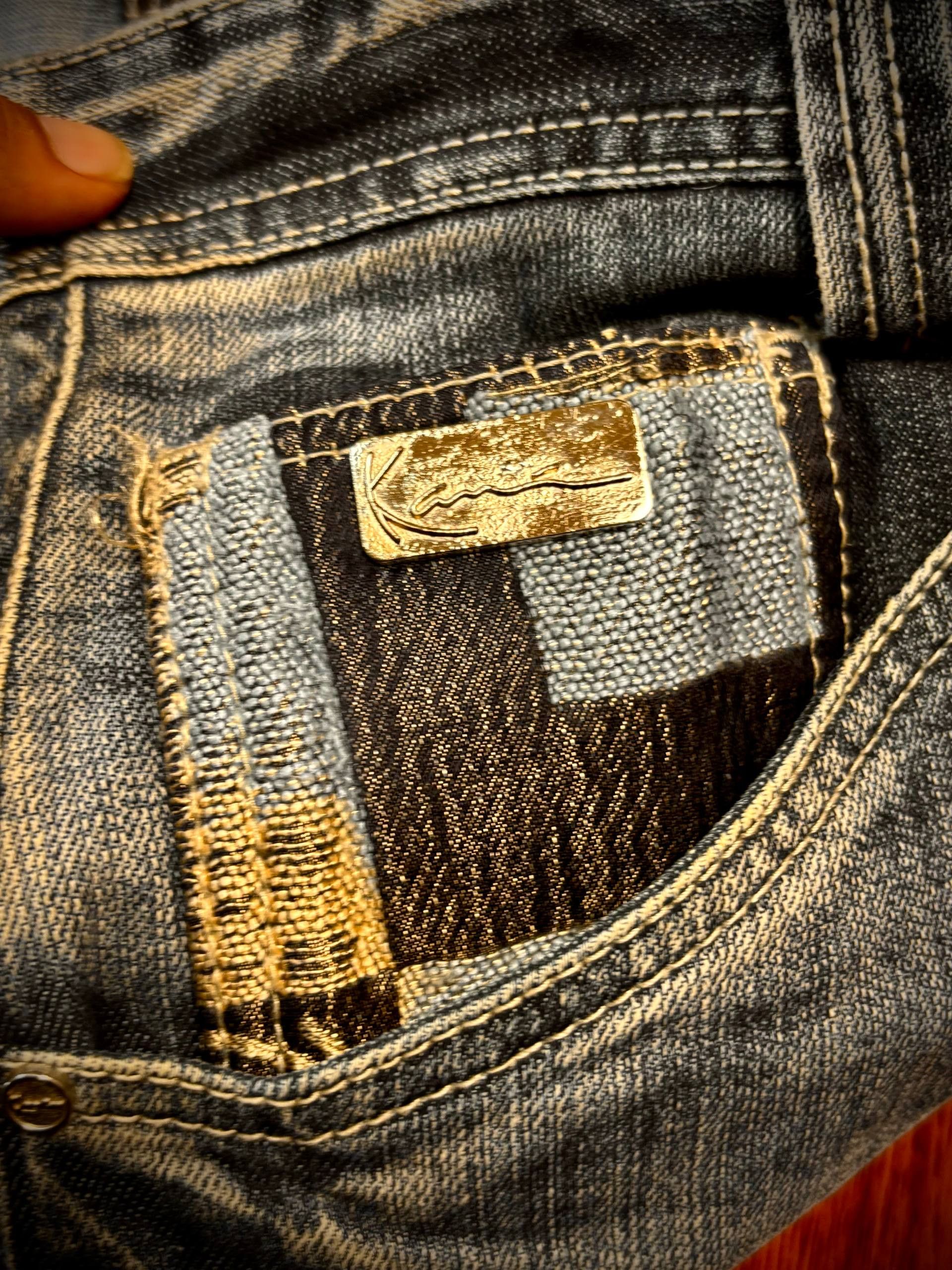 JNCO Vintage 90s Karl Kani Big Logo Patchwork Back Hit Denim Pant Size US 30 / EU 46 - 6 Thumbnail