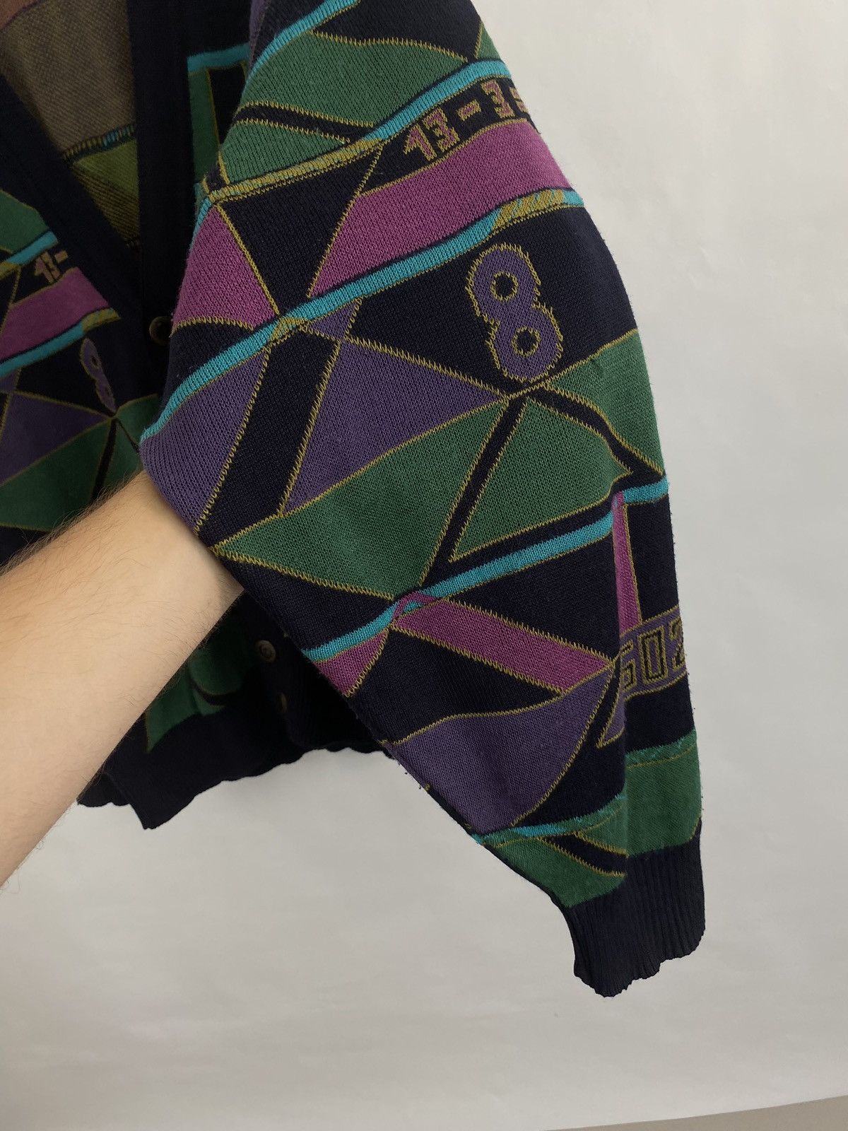 Japanese Brand Vintage 90s Enzo Lorenzo Math Cardigan Knit Sweater Japan Size US XL / EU 56 / 4 - 6 Thumbnail