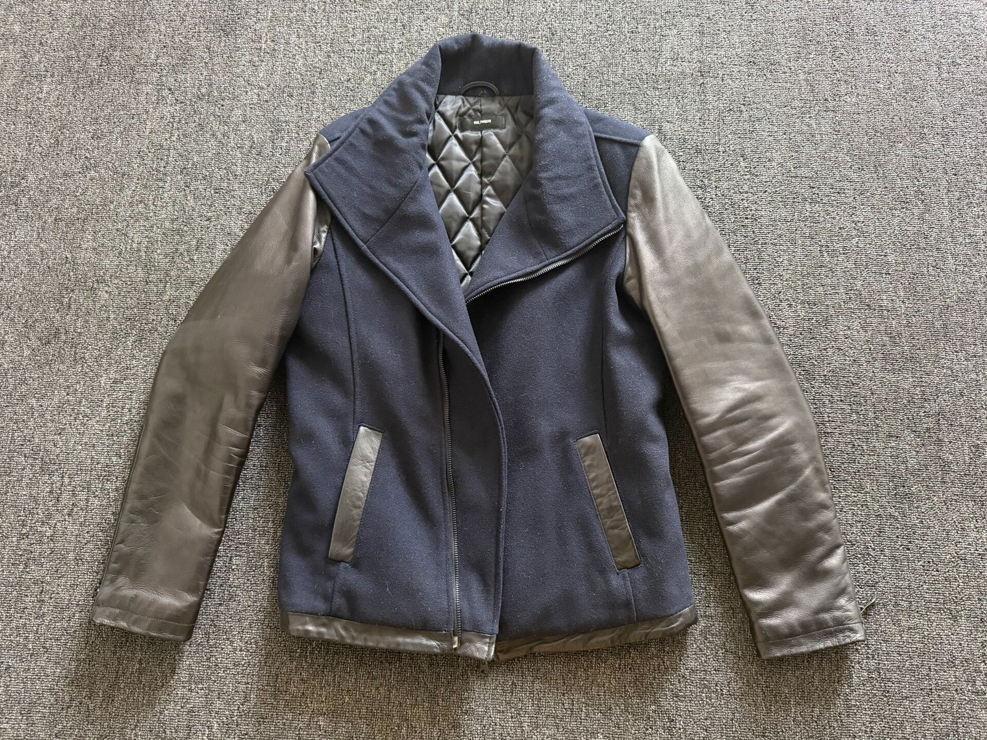 Rick Owens Flap Collar Leather Wool Jacket Size US M / EU 48-50 / 2 - 1 Thumbnail