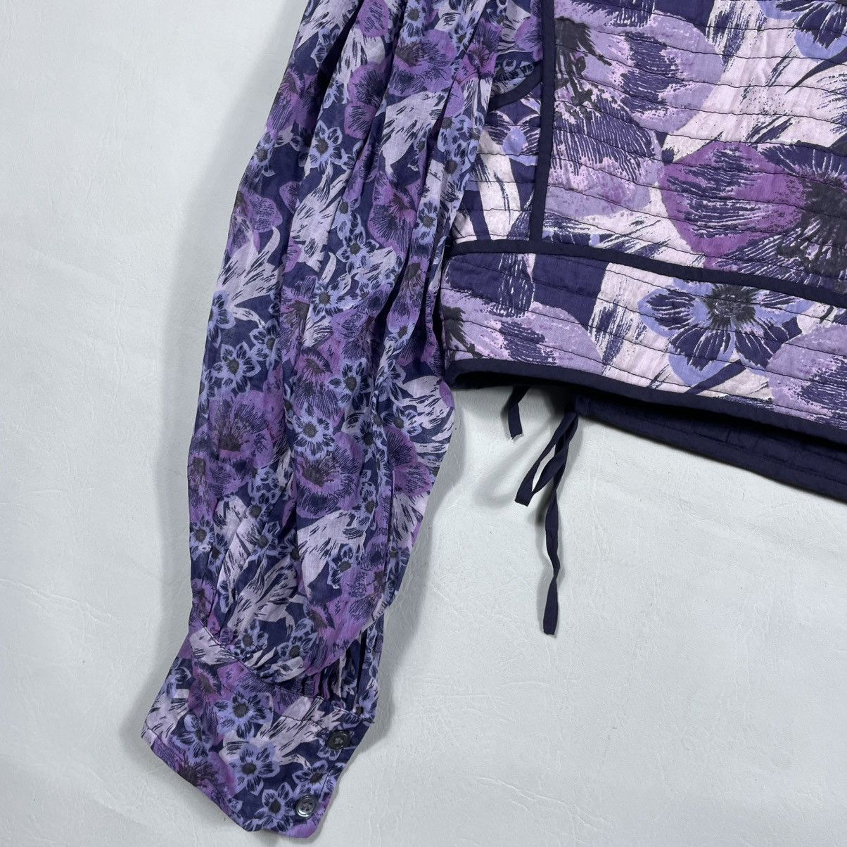 Isabel Marant Etoile ISABEL ÉTOILE MARANT PURPLE HALITA FLORAL CROPPED BLOUSE Size XS / US 0-2 / IT 36-38 - 13 Thumbnail