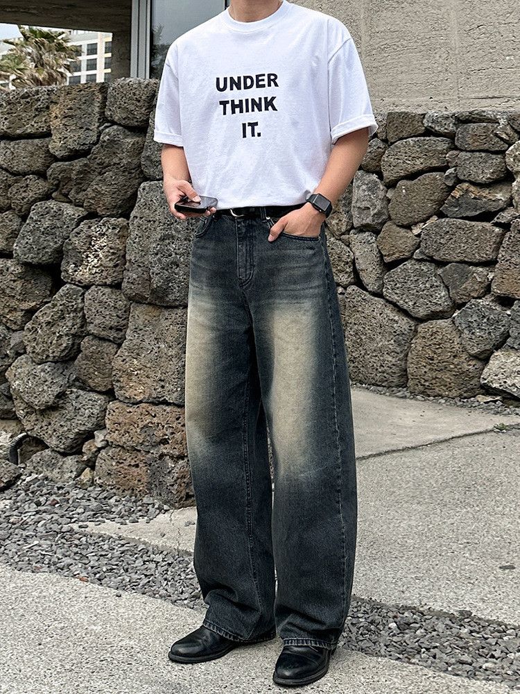 Japanese Brand Retro loose wide leg straight leg jeans Size US 32 / EU 48 - 2 Thumbnail