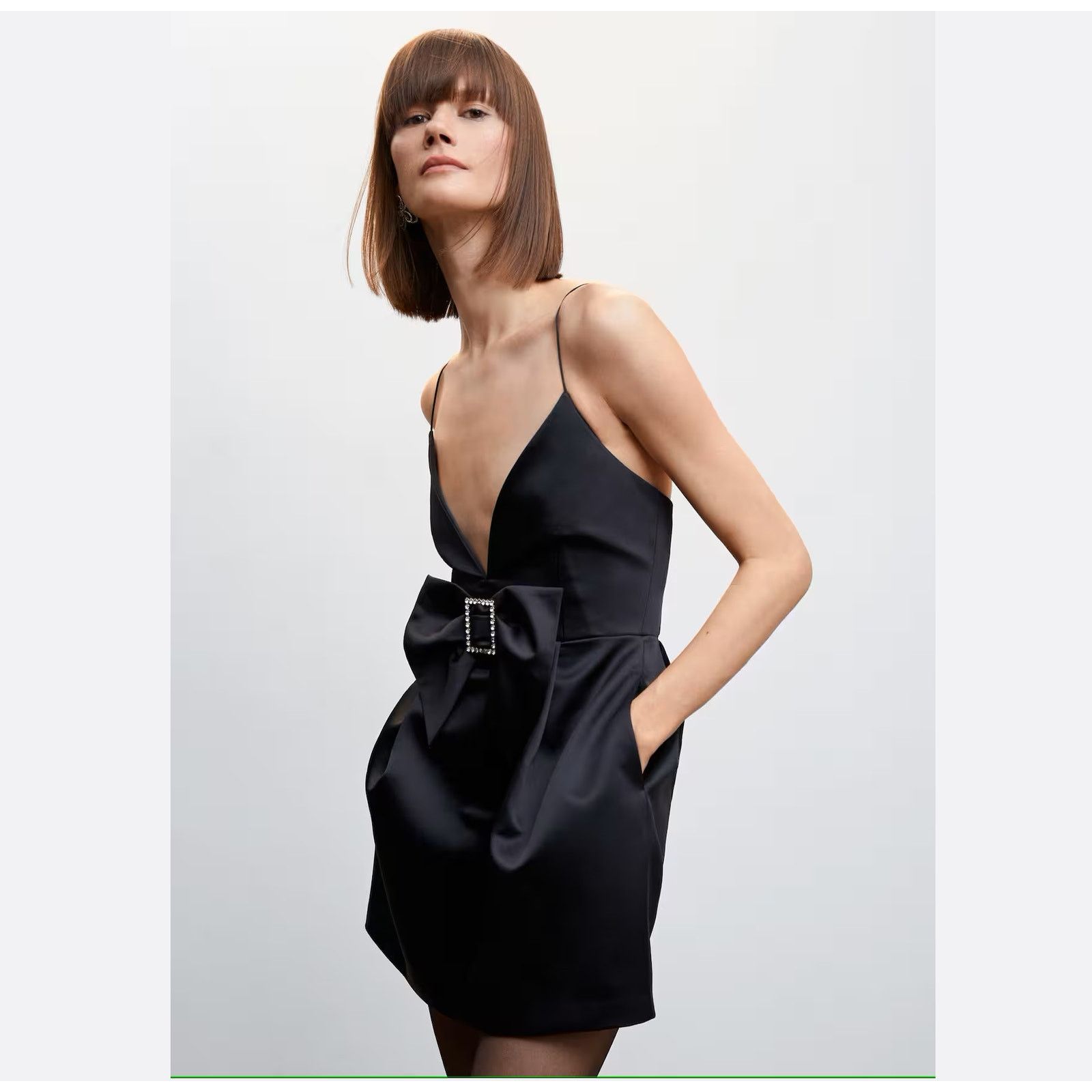 Mango MANGO Bejeweled Bow Satin Mini Dress NWT Size M / US 6-8 / IT 42-44 - 15 Thumbnail
