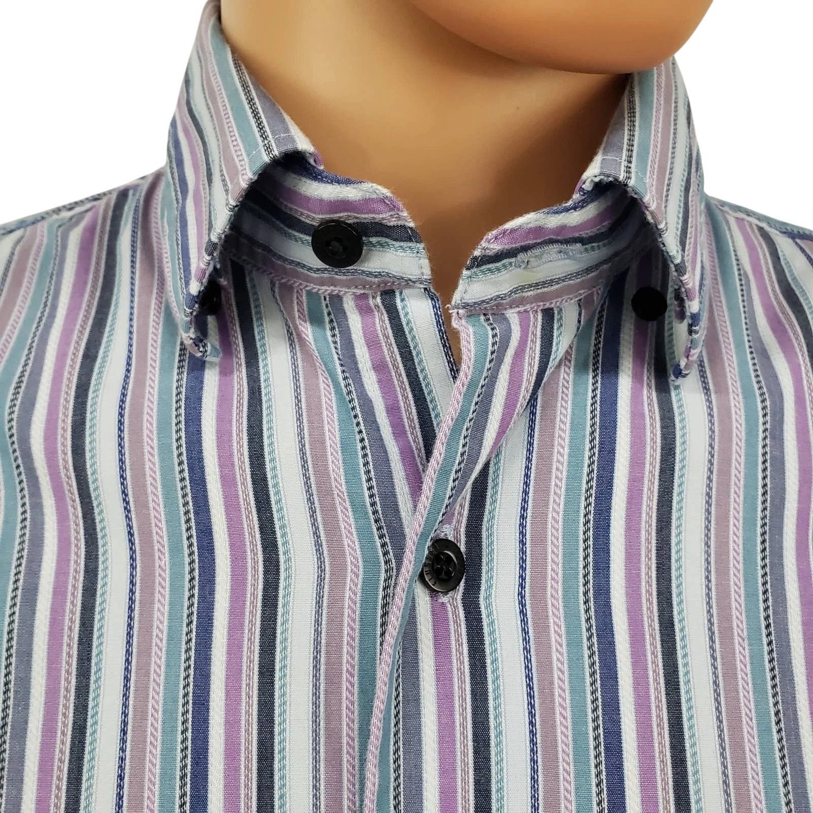 Alan Flusser Alan Flusser Shirt Hidden Button Down Collar Striped L/S M Size US M / EU 48-50 / 2 - 3 Thumbnail
