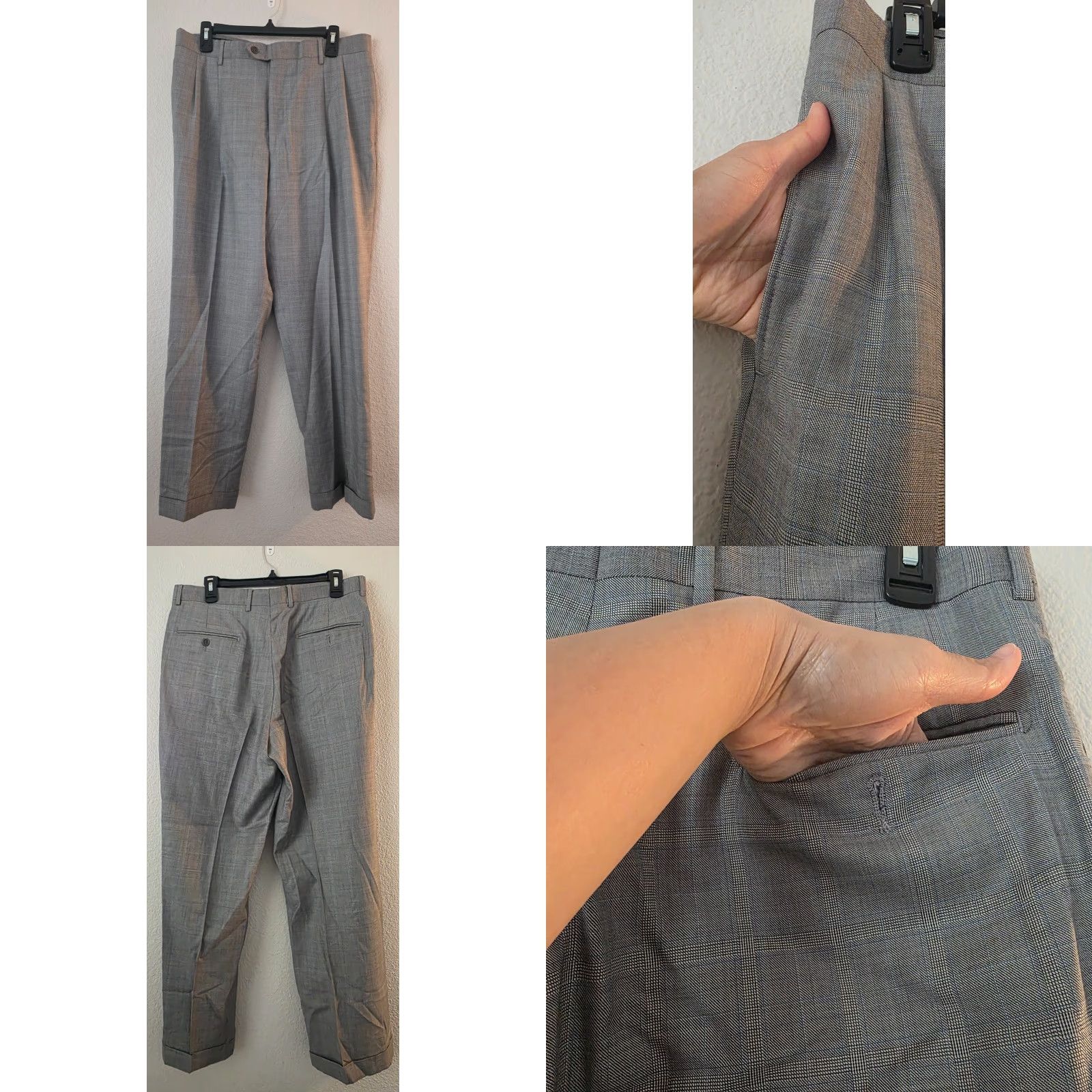 Jos. A. Bank Jos A Bank Signature Gold 2 Piece Suit Men's 42R 33W Gray Wool Plaid Windowpane Suit Size 42R - 10 Thumbnail