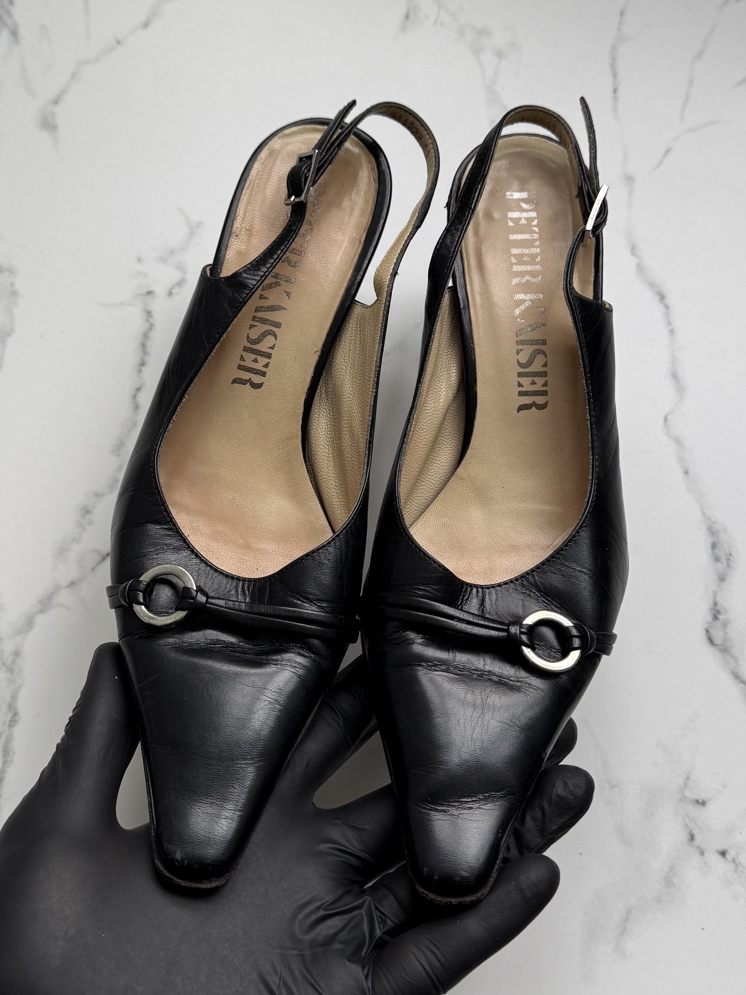 Vintage Vintage Leather Slingback Heels Pointed Toe Kitten Heel Size US 6 / IT 36 - 5 Thumbnail