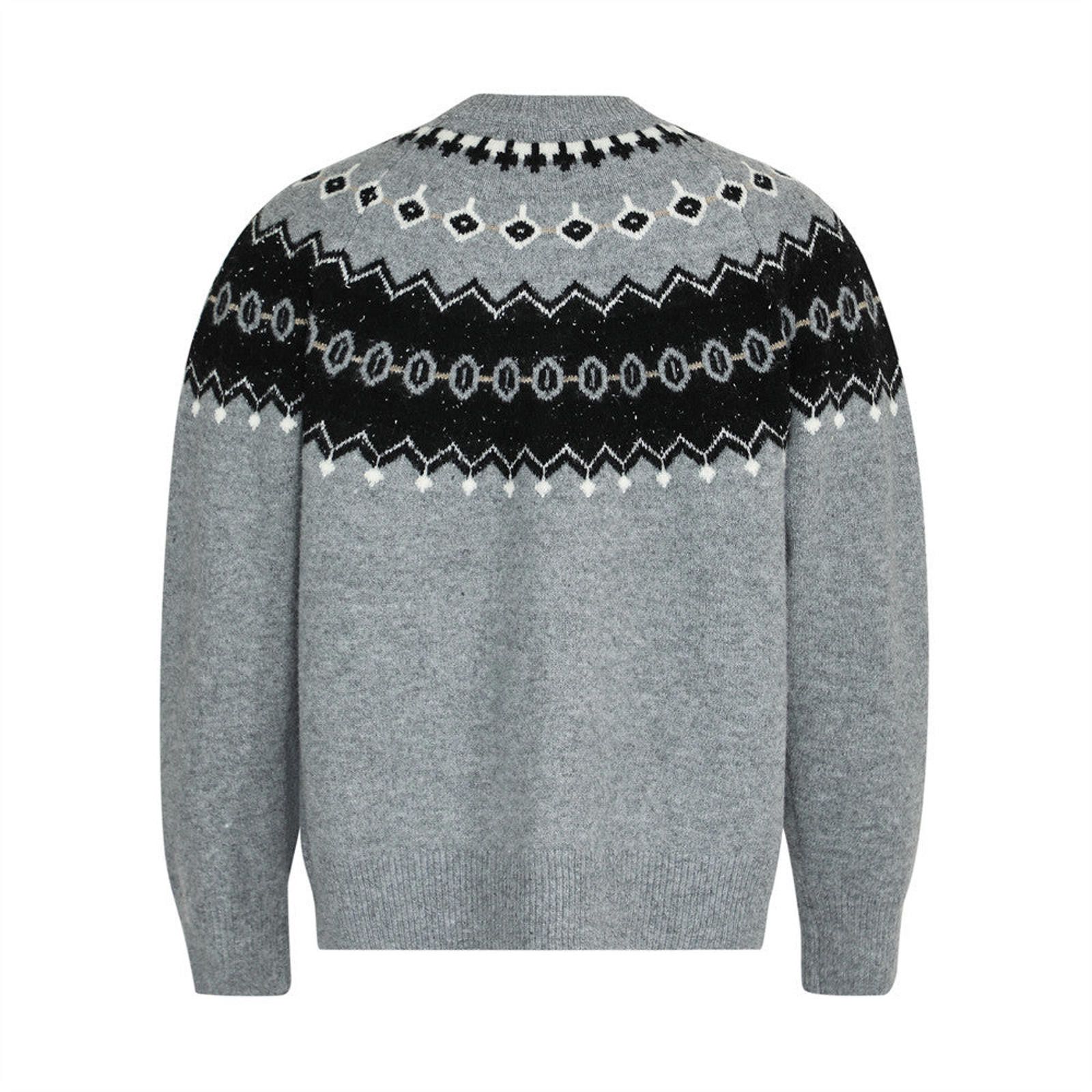 Other Gray Fair Isle Knit Cardigan Sweater Button-Up Cozy Warm Size US M / EU 48-50 / 2 - 2 Thumbnail
