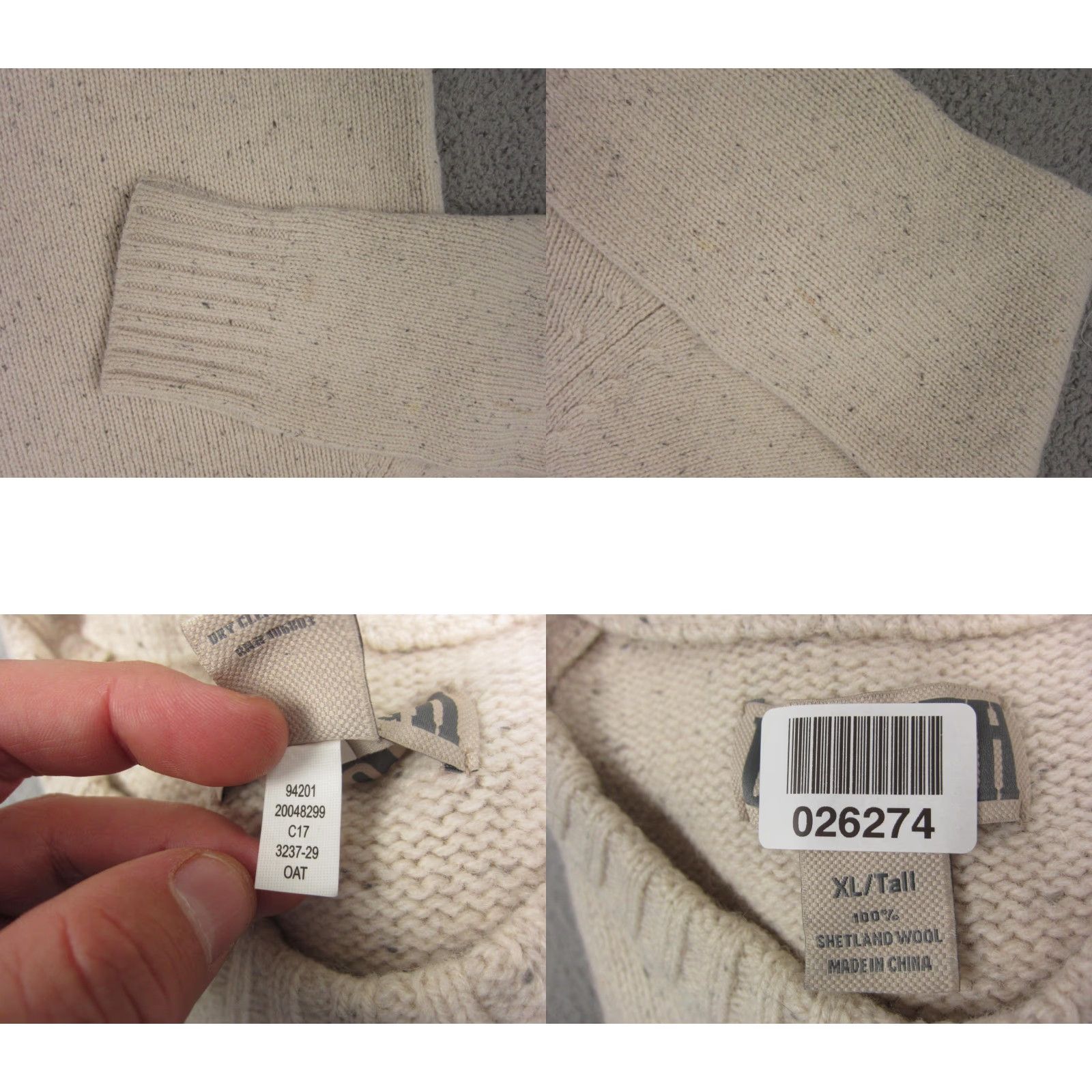 Duluth Sweater Mens XLT Adult Wool Crew Neck Pullover Beige Beig e Knit - Classic Modern Knit - Big & Tall