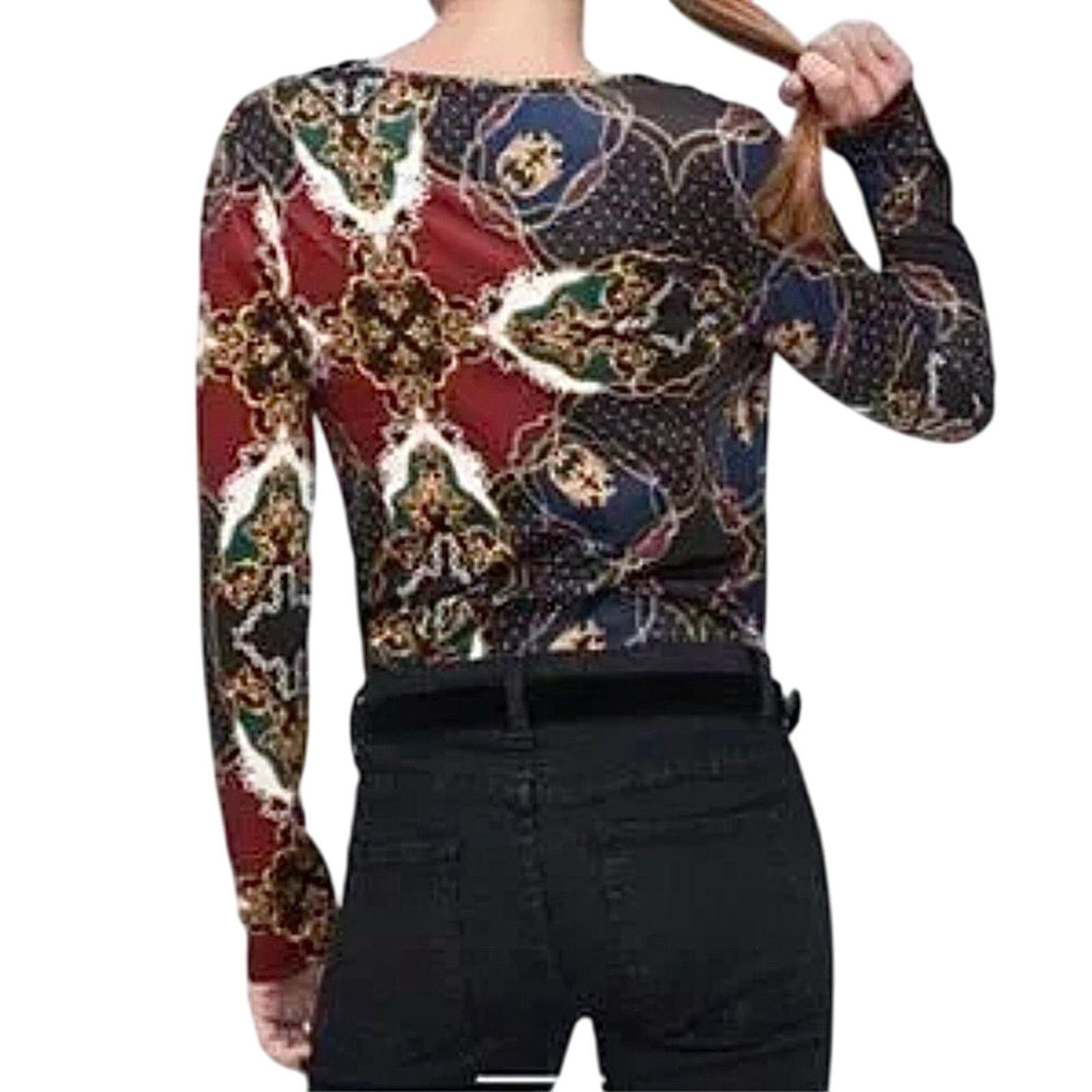 Zara Zara Nautical Wrap Bodysuit Top Blue Burgundy Chains MEDIUM Size M / US 6-8 / IT 42-44 - 5 Thumbnail