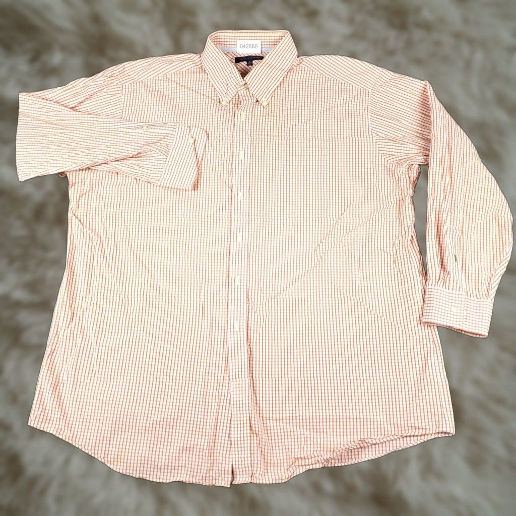 Tommy Hilfiger Tommy Hilfiger Shirt Mens 2XL Orange Check Casual Button Up Long Sleeve Size US XXL / EU 58 / 5 - 1 Thumbnail
