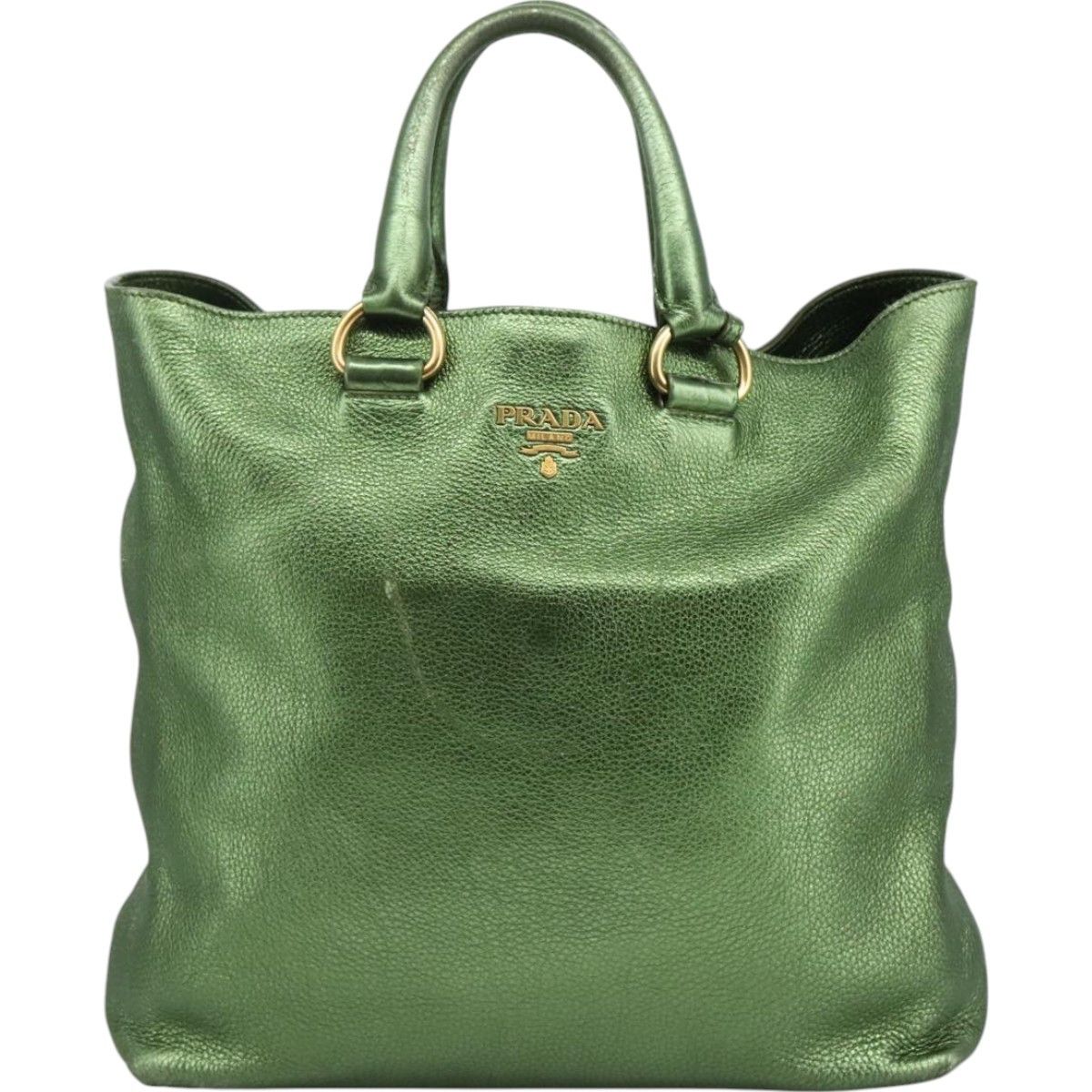 Prada Saffiano Green Leather Tote Bag (Pre-Owned) Size ONE SIZE - 1 Thumbnail