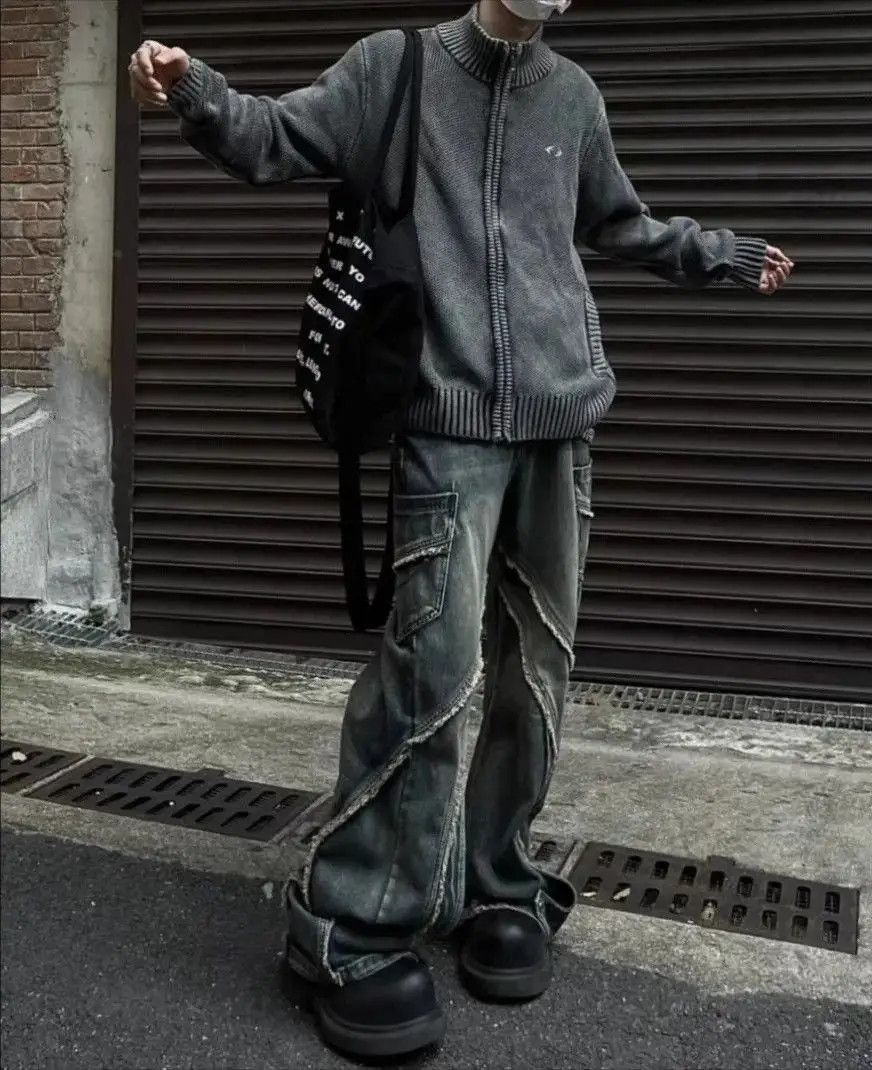 Japanese Brand Spliced zipper micro horn jeans Size US 30 / EU 46 - 3 Thumbnail