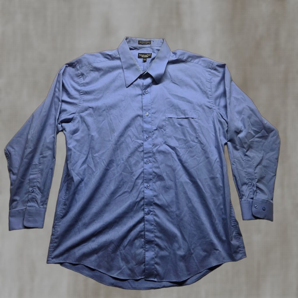 Vintage Kilburne and Finch Dress Shirt Men 17.5 Blue Long Sleeve Button Up Size 46R - 1 Thumbnail