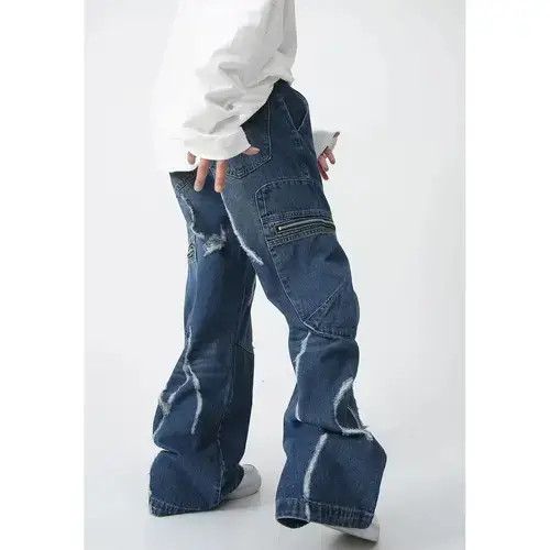 Designer × Vintage flared baggy damaged ripped cargo pants Size US 32 / EU 48 - 2 Thumbnail