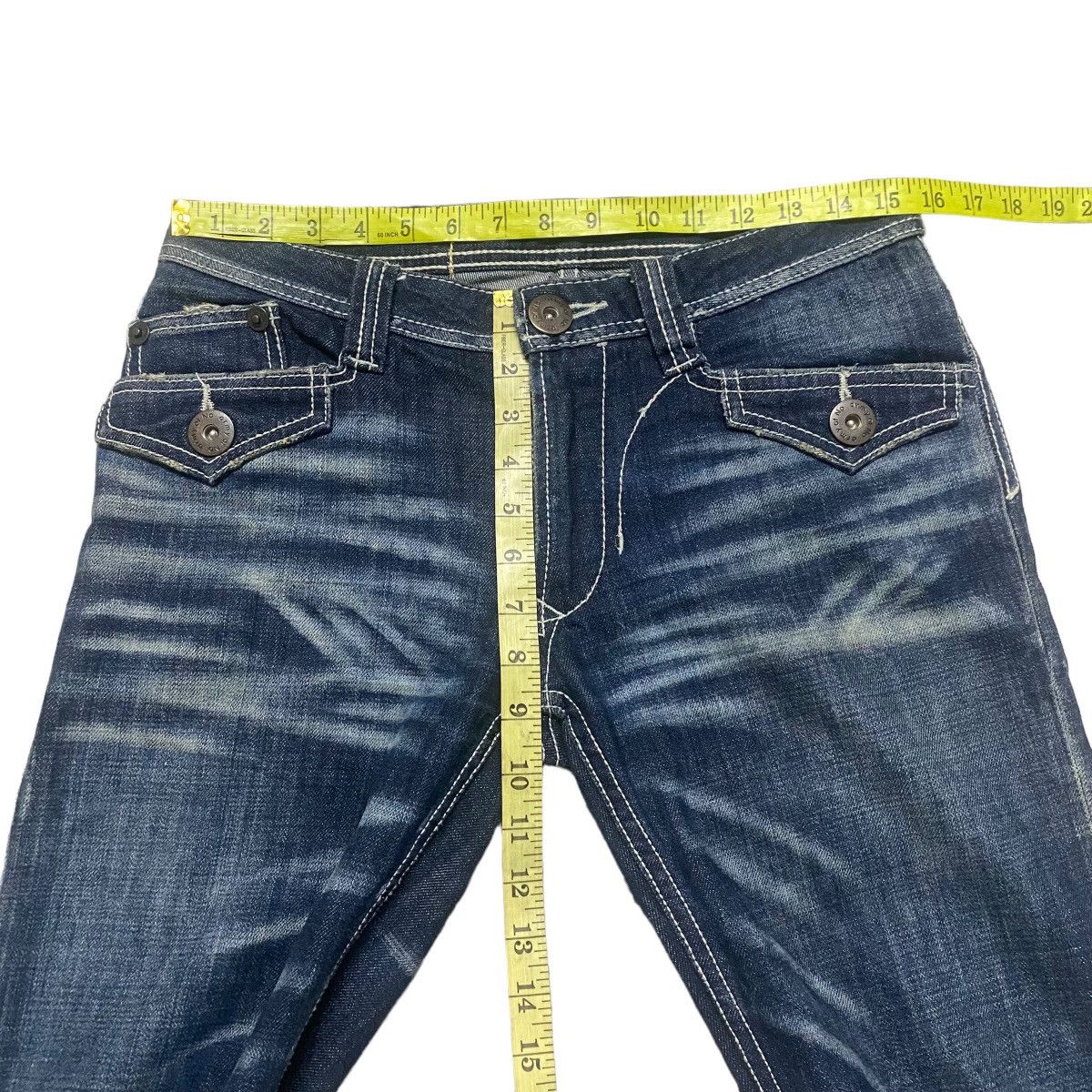 Japanese Brand ARMY OF NO Whisker Denim Flare Jeans Size US 30 / EU 46 - 20 Thumbnail