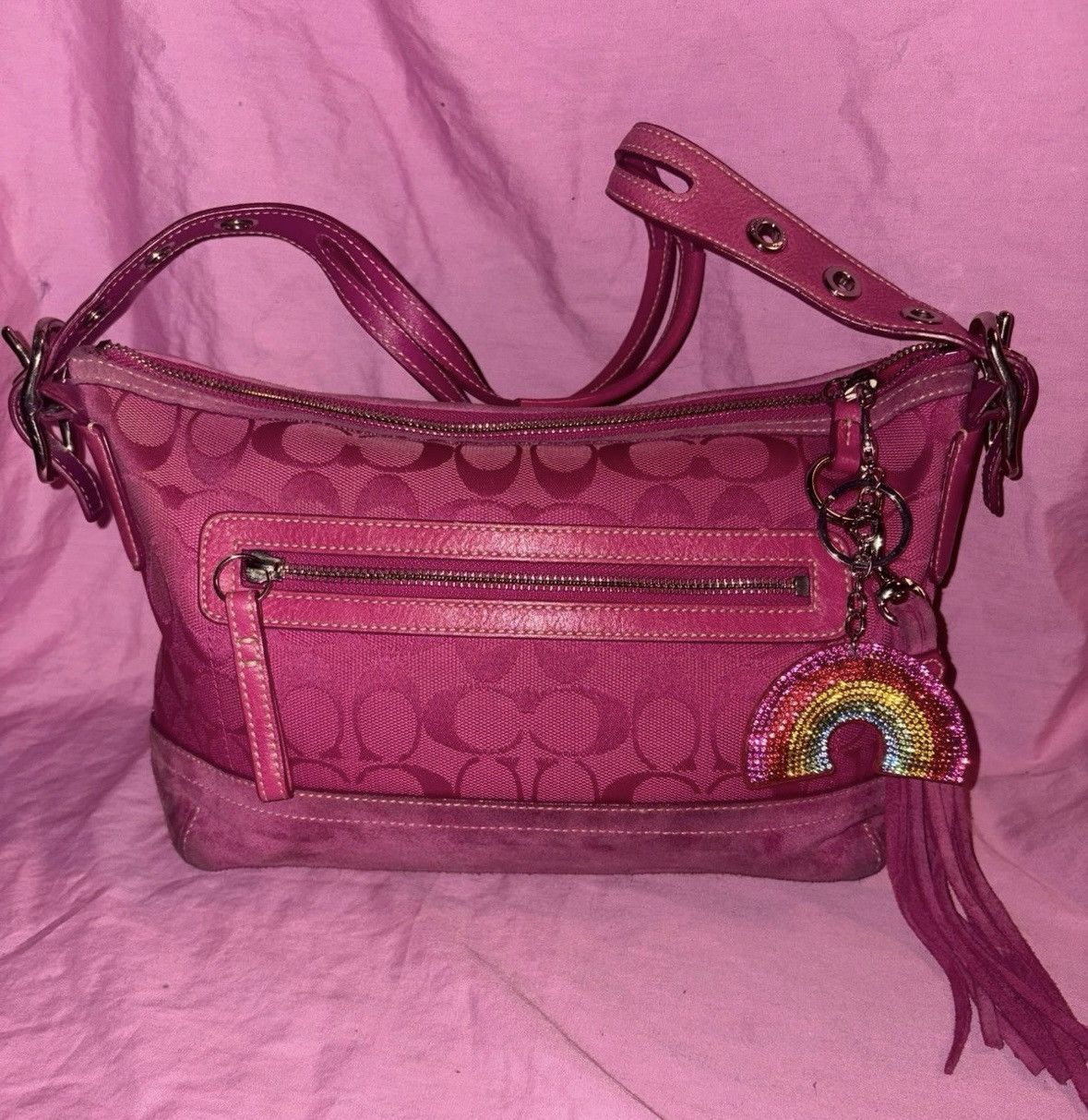 Coach Coach east west hot pink leather suede bag L045–9363 | Grailed