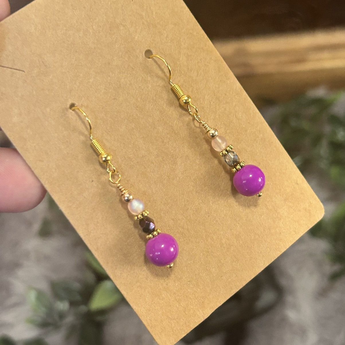 Handmade Handcrafted elegant art glass crystal dangle earrings Size ONE SIZE - 1 Thumbnail