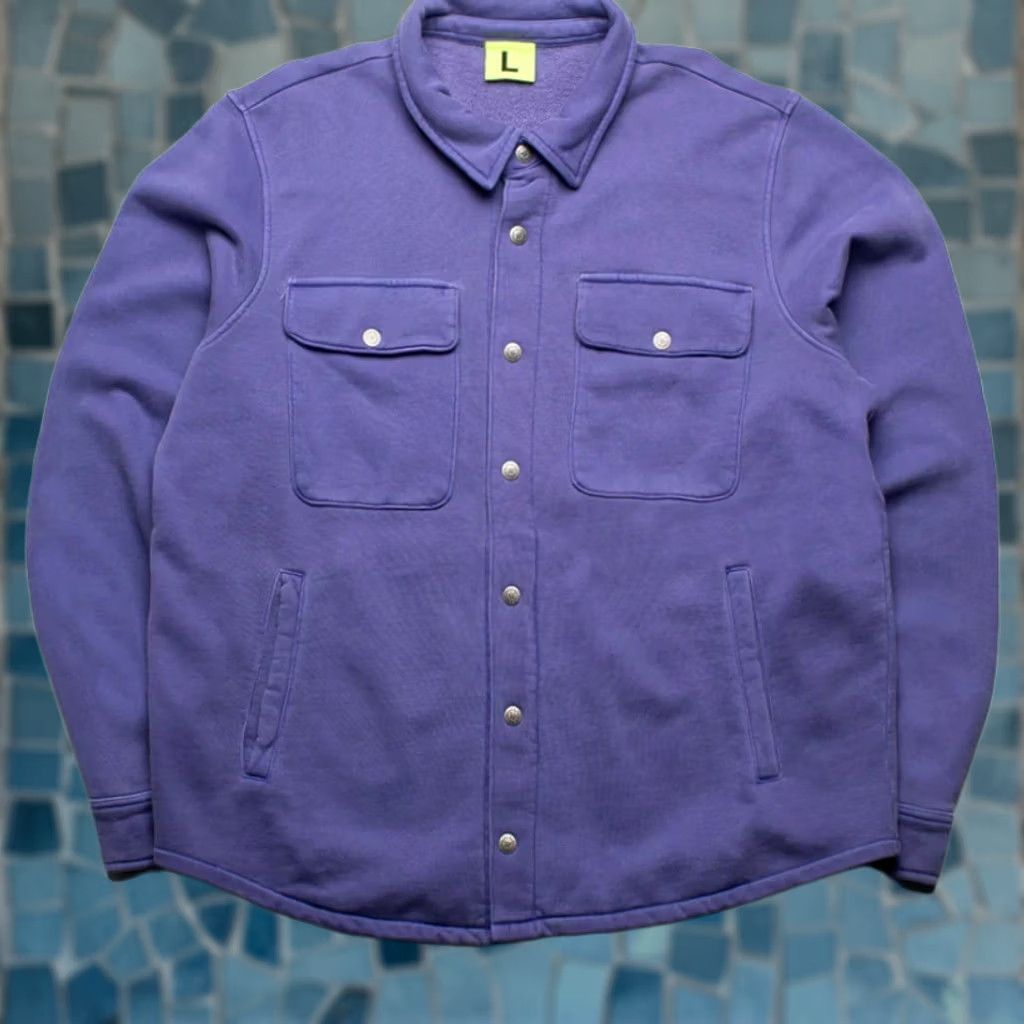 Vintage Supervsn Peace Over Shirt Mens M Heavyweight Shacket Purple Knit Terry Cardigan Button-Up Long Sleeve Size US M / EU 48-50 / 2 - 1 Thumbnail