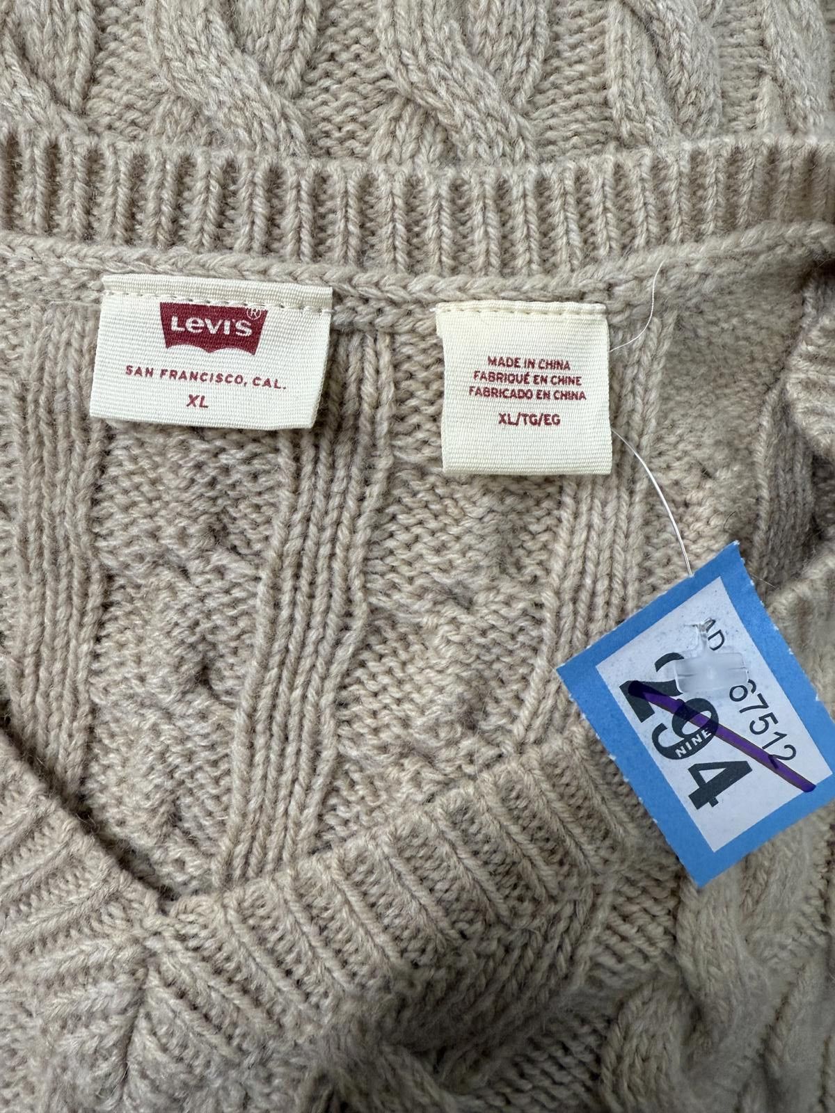 Levi's Levi's Beige Cable Knit V-Neck Sweater XL Size US XL / EU 56 / 4 - 2 Thumbnail