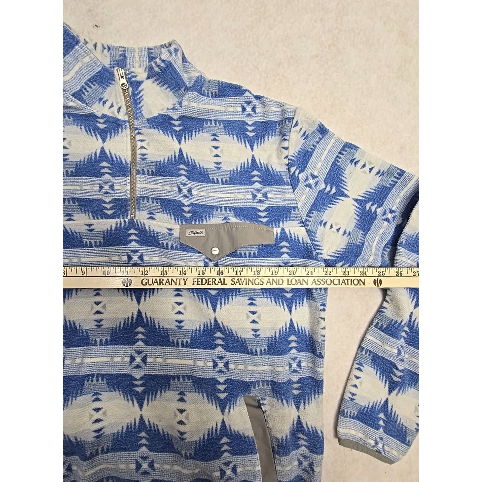 Vintage VINTAGE Rafter C Aztec Sweatshirt Mens Medium Blue Dirt Pullover 1/4 Zip Western Fleece Size US M / EU 48-50 / 2 - 6 Thumbnail