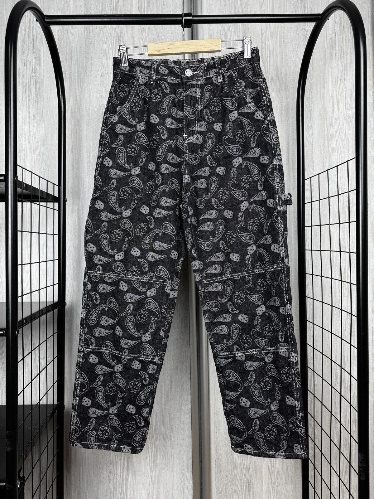 Vintage Vintage double knee carpenter style workwear paisley pants Size US 28 / EU 44 - 2 Thumbnail