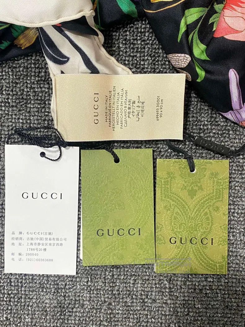 Gucci Gucci Floral logo silk scarf Size ONE SIZE - 4 Thumbnail