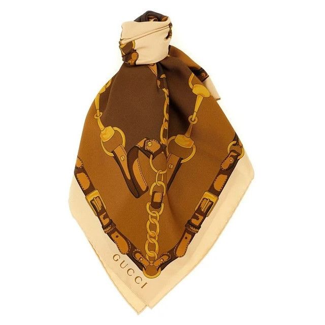 Gucci GUCCI Brown Silk Scarf New & Authentic Size ONE SIZE - 1 Thumbnail