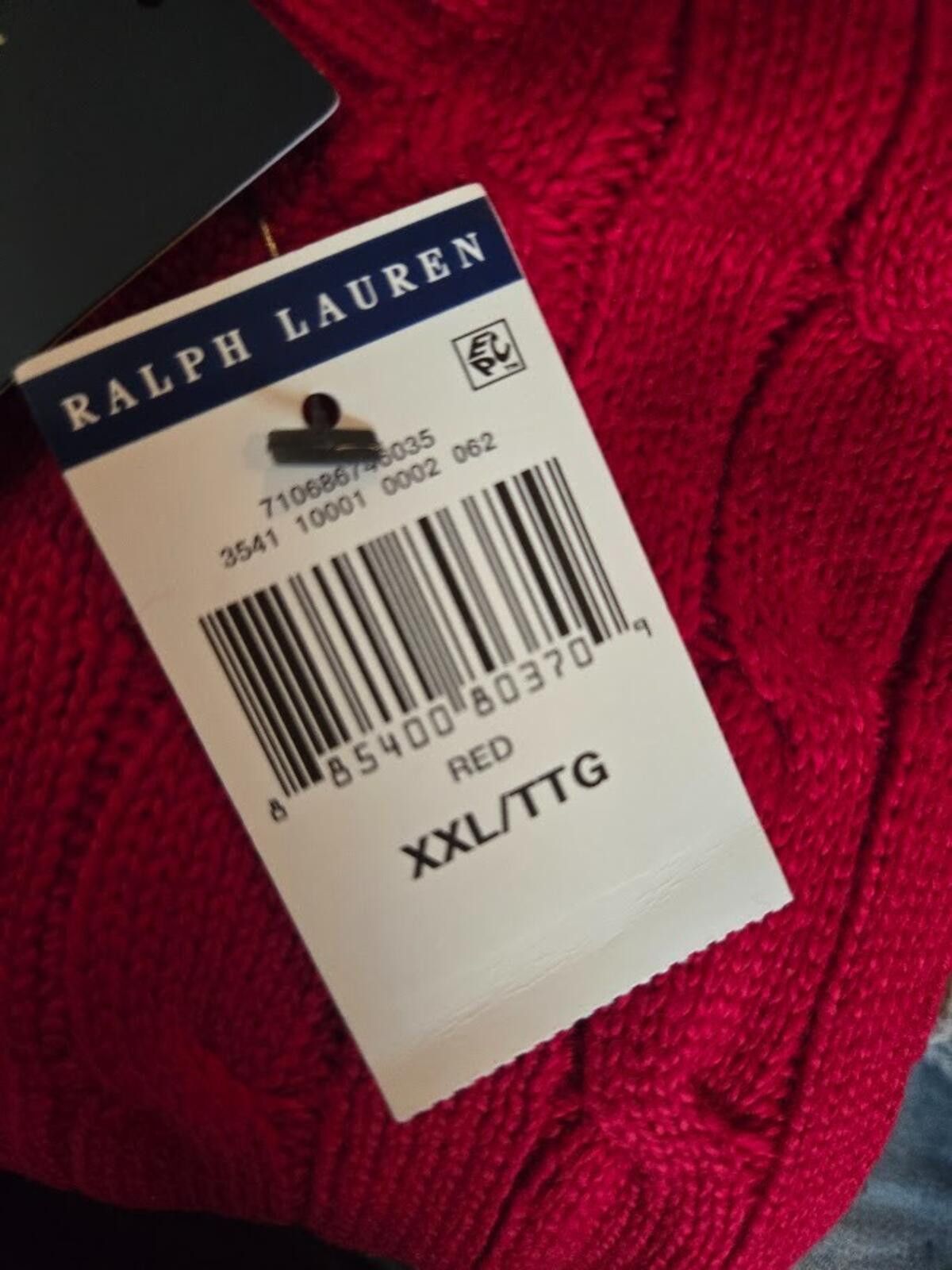 Polo Ralph Lauren Ralph Lauren Polo Mens Cable Knit Crewneck Cotton Red NWT Size US XXL / EU 58 / 5 - 2 Thumbnail