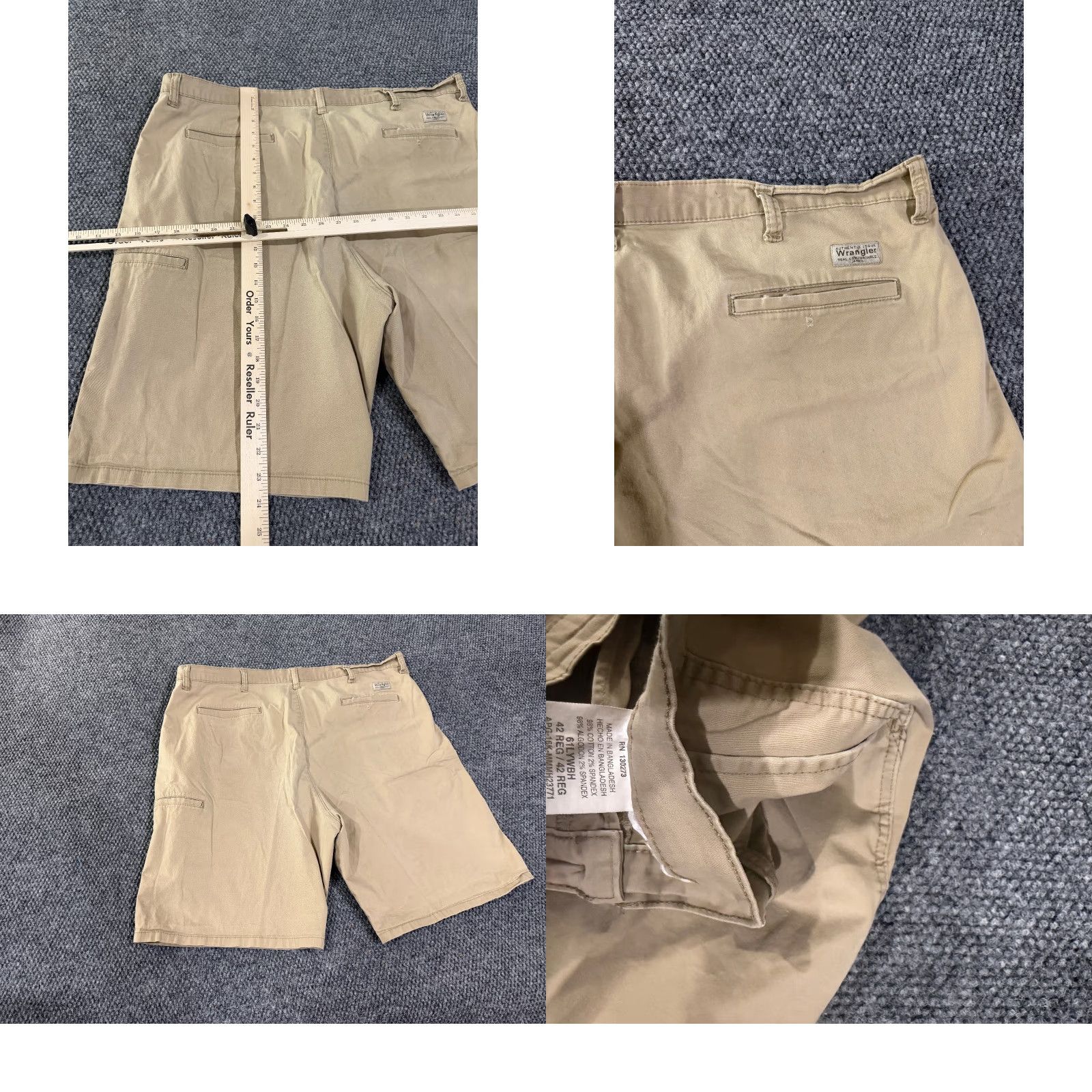 Wrangler Wrangler cargo shorts mens 42 beige khaki relaxed fit outdoor hiking Casual Cargo Pocket 10in inseam Mens Beige Summer Spring 42 Regular Cotton Size US 42 / EU 58 - 8 Thumbnail