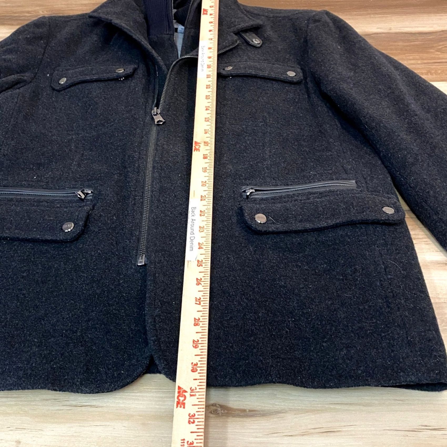 Vintage Marc New York Andrew Marc Mens Wool Blend Field Jacket Medium Charcoal Grey Jacket- Coat Military, Business, Casual, Workwear Mens Size US M / EU 48-50 / 2 - 5 Thumbnail