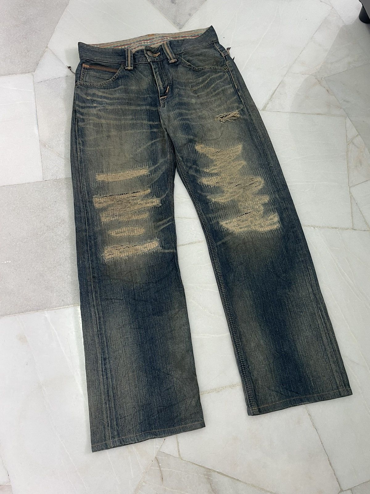 Vintage Edwin Distressed & Repair Rusty Denim Jeans