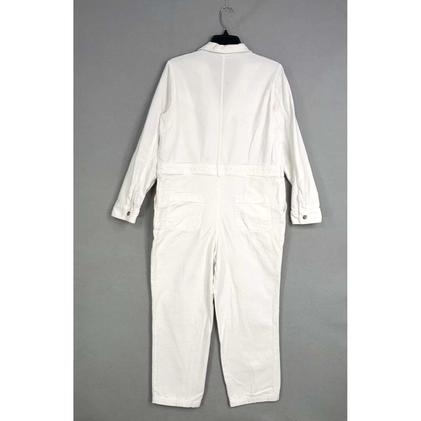 Express Express X Karla Jumpsuit Womens Medium White Utility Coveralls Button Shirt? Size 32" / US 10 / IT 46 - 7 Thumbnail