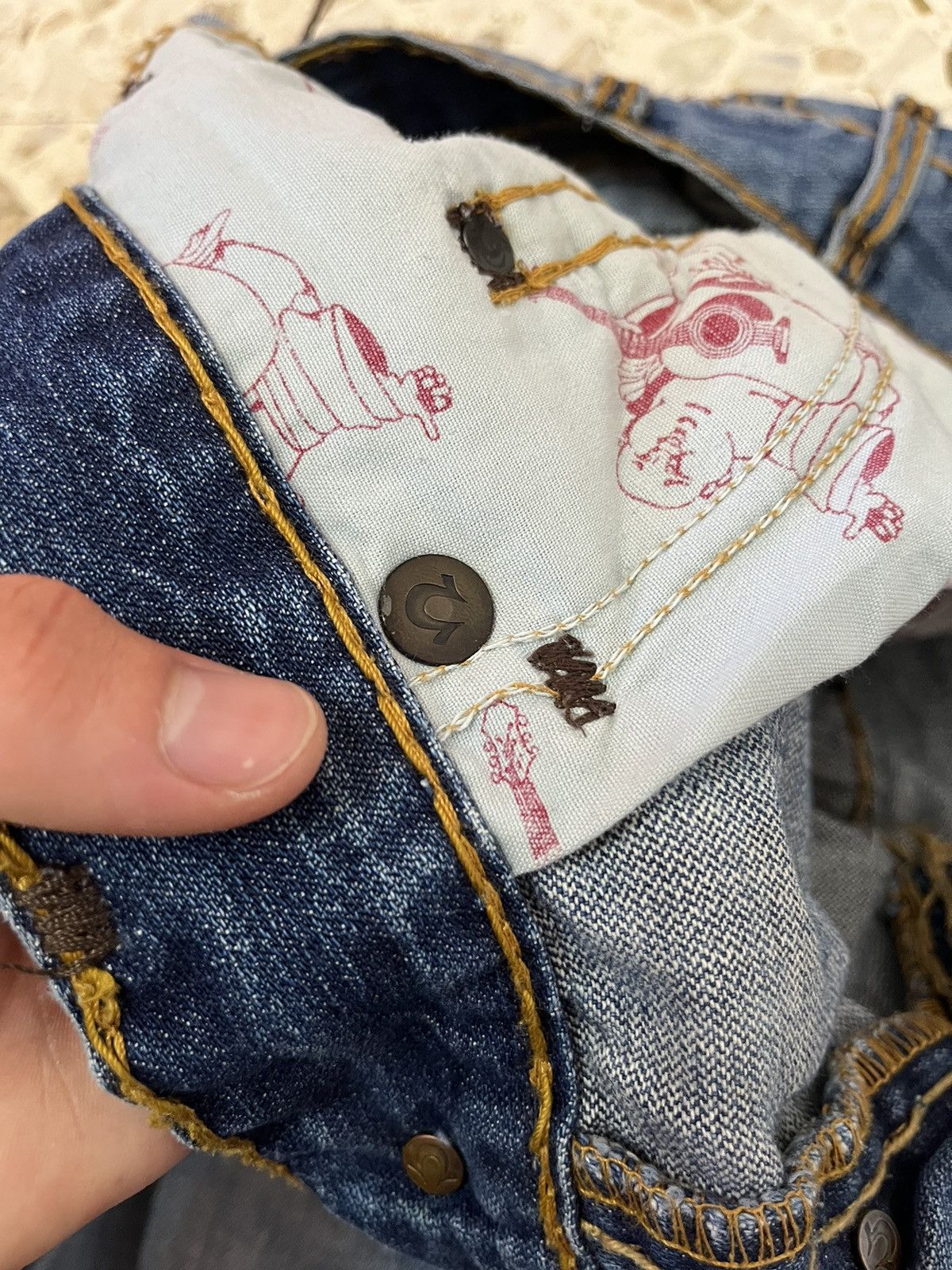 True Religion True Religion Vintage Y2k Blue Mustard Denim Jeans Pant Rare Size US 34 / EU 50 - 10 Thumbnail