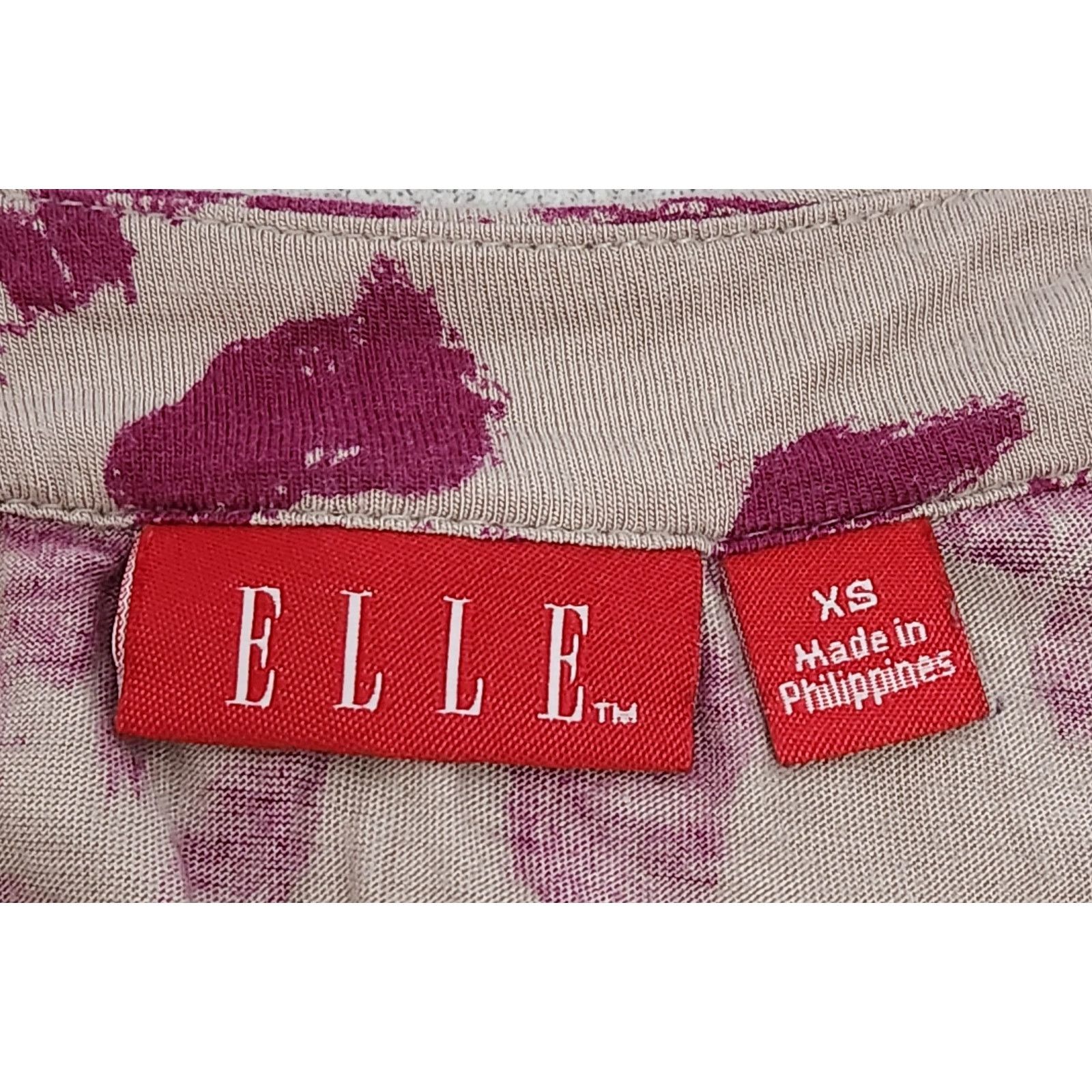 Other Elle Tan Fuchsia Floral Print Pleated Neckline Top XS Size XS / US 0-2 / IT 36-38 - 5 Thumbnail