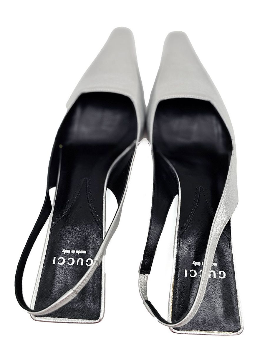 Gucci Gucci Silver Leather Slingback Pumps Women’s Size 37 Size US 7 / IT 37 - 6 Thumbnail