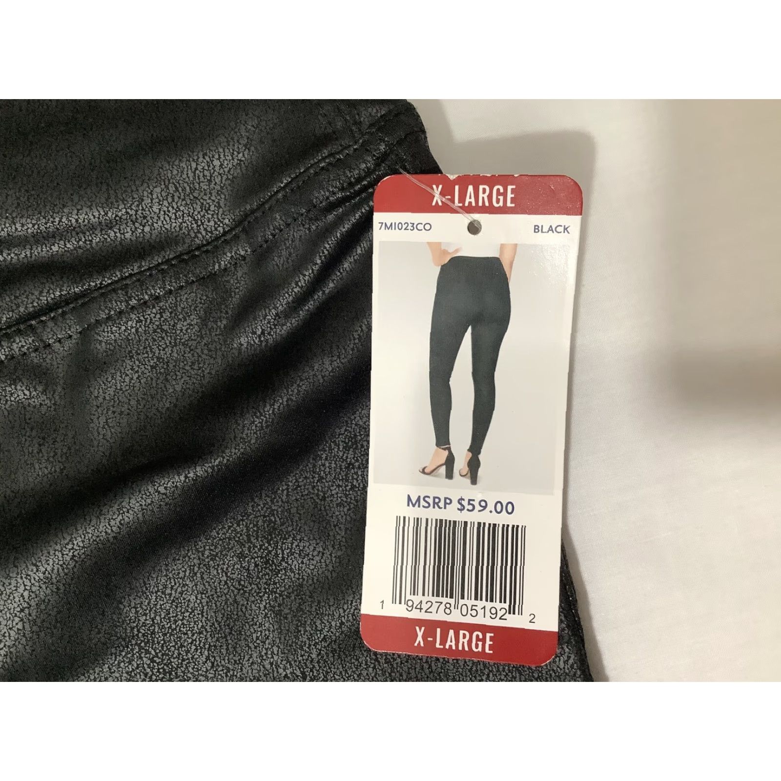 Vintage Seven7 Faux Leather Legging Womens XL Black High Rise Stretch Pants X-Large New Size 40" / US 18 - 5 Thumbnail