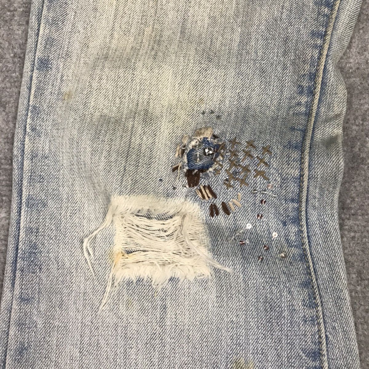 FLARE JAPAN STYLE ABERCROMBIE PATCHWORK DISTRESS JEANS PANTS