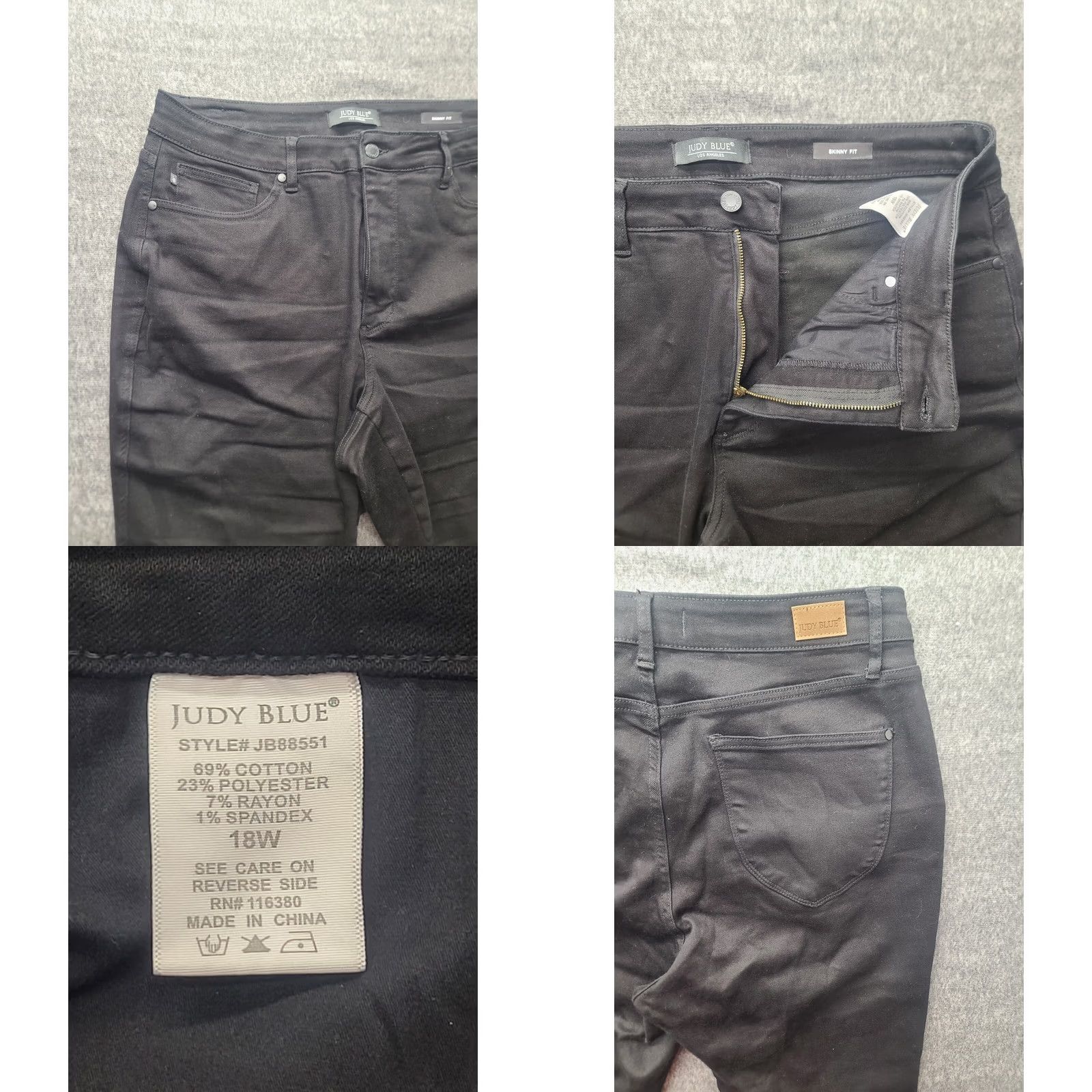 Vintage Judy Blue Jeans Womens 18W 35x28 Skinny High Rise Ankle Length Black 5-Pocket Denim Stretch Jeans Size 40" / US 18 - 8 Thumbnail
